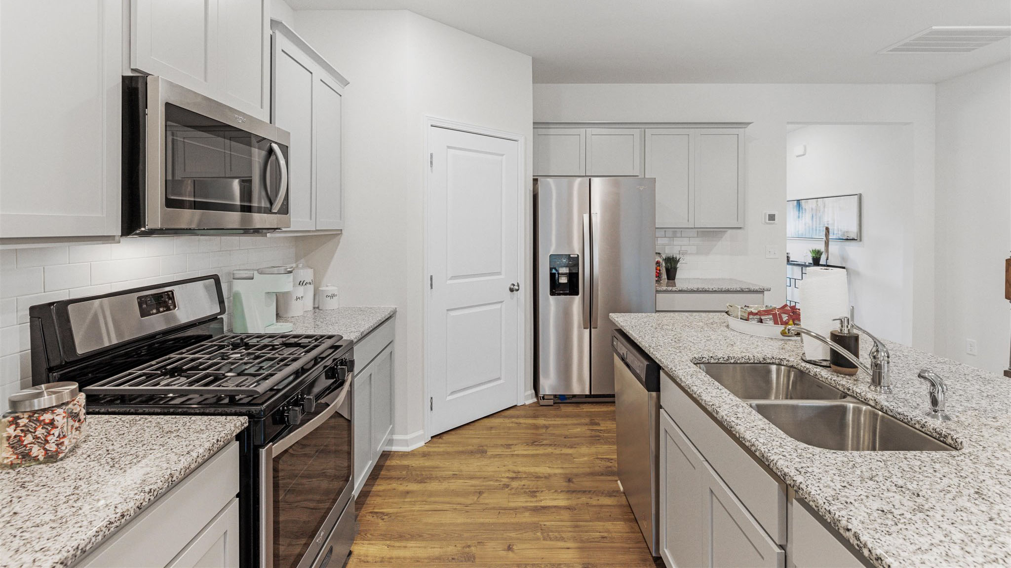 Kitchen with stainless steel appliances