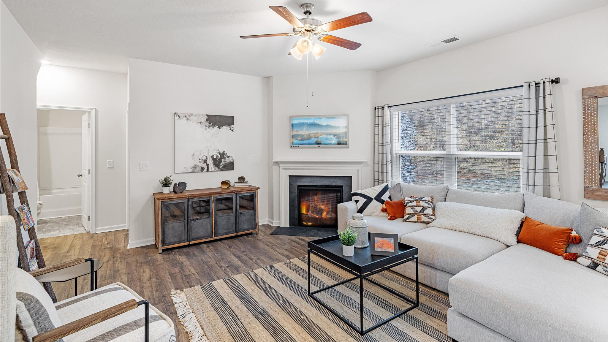 Living room with fireplace