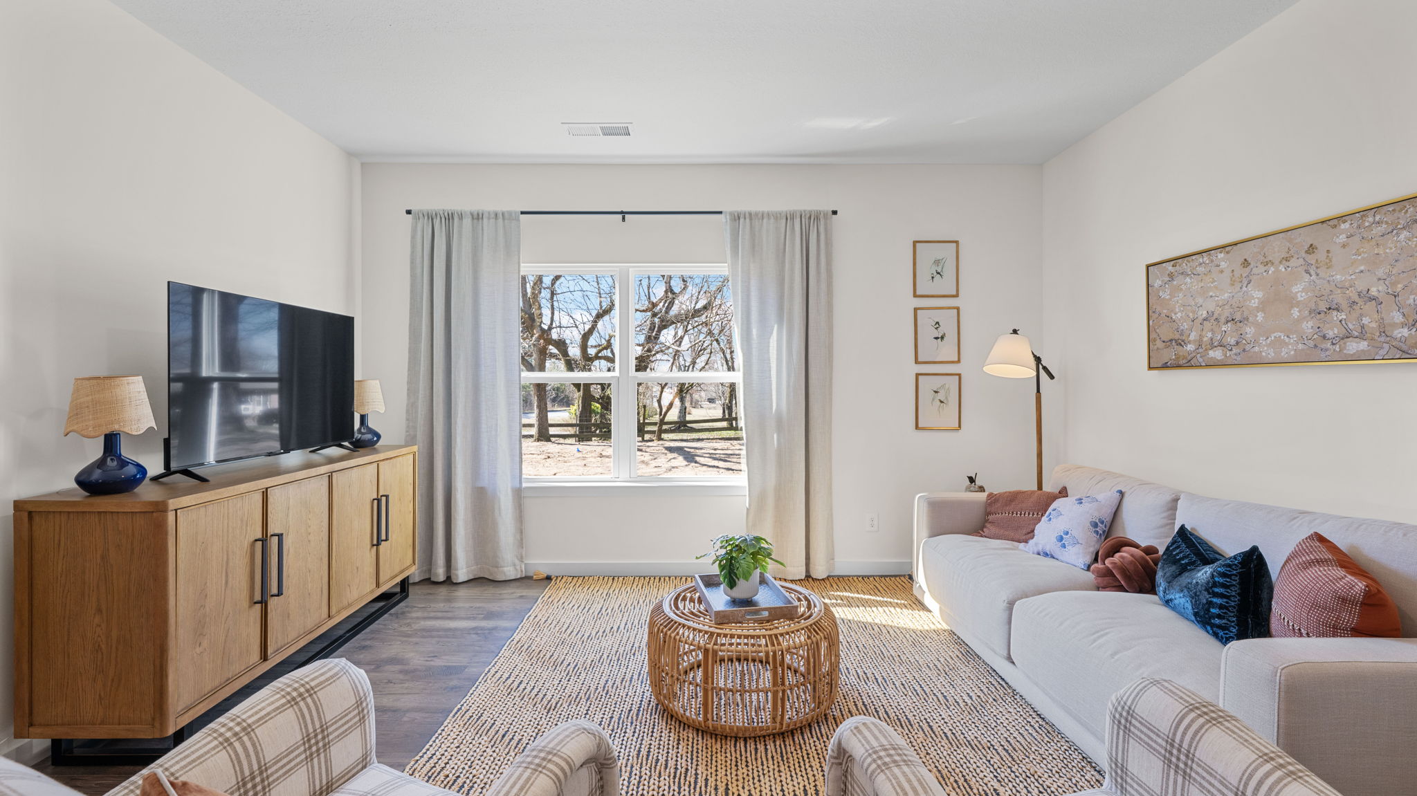 Living room with double window