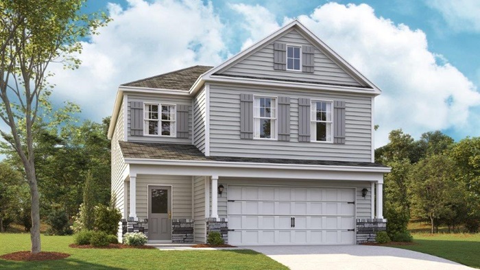 Two story home with Hardie siding and two car garage