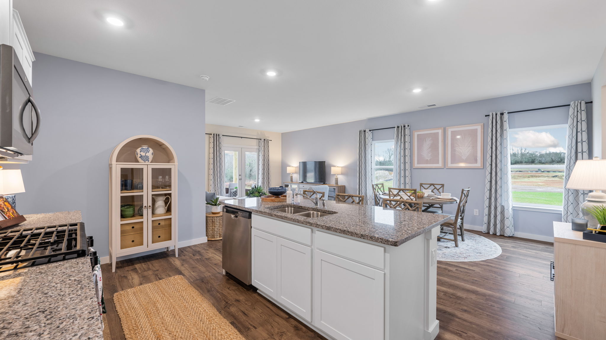 kitchen island with white cabinets