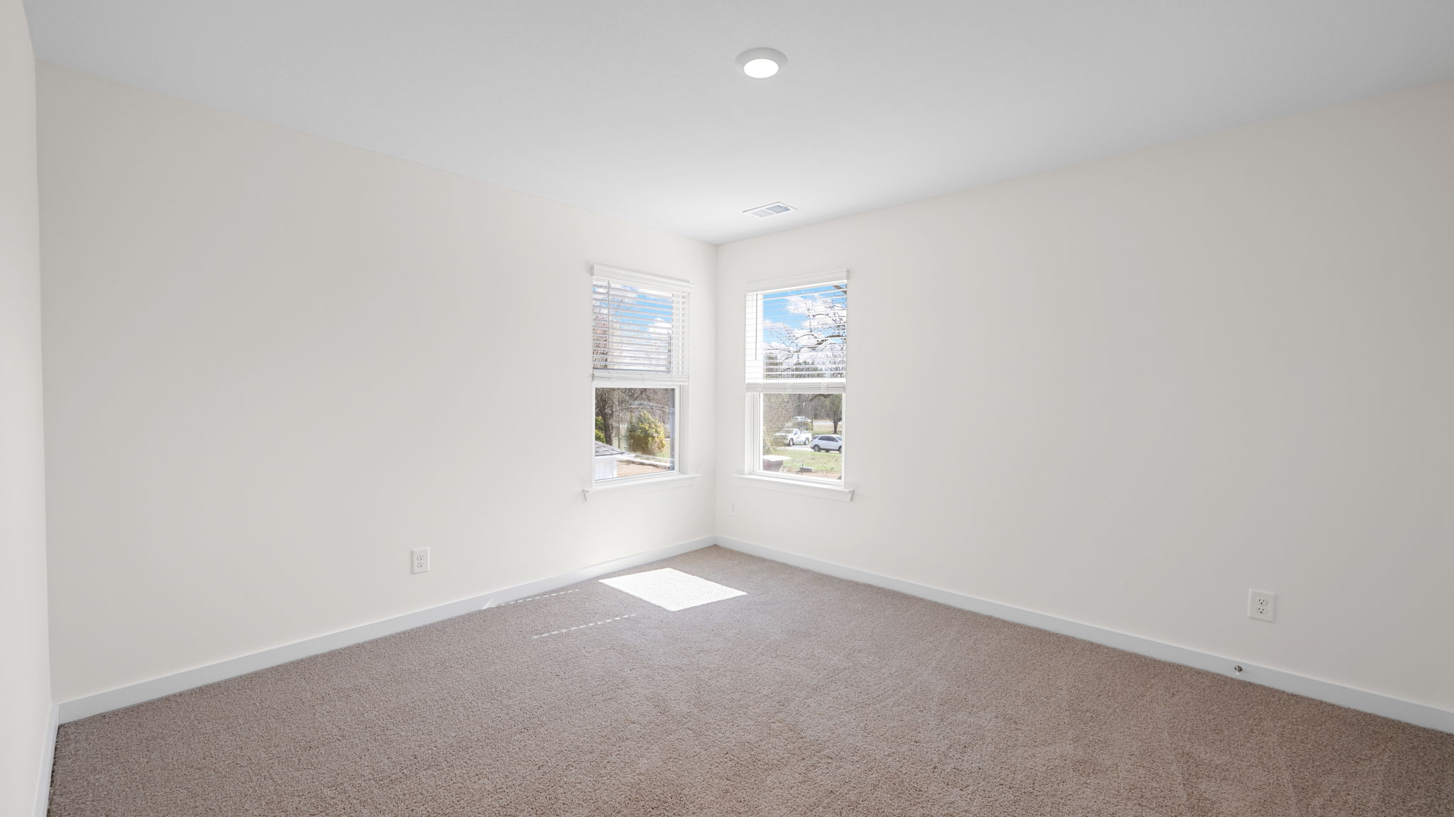 bedroom with two single windows and walk-in closet