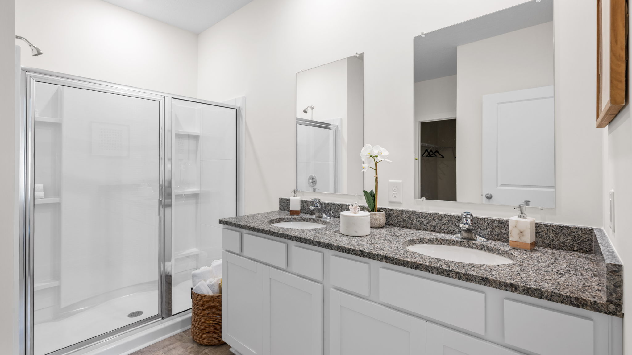 kitchen with standup shower