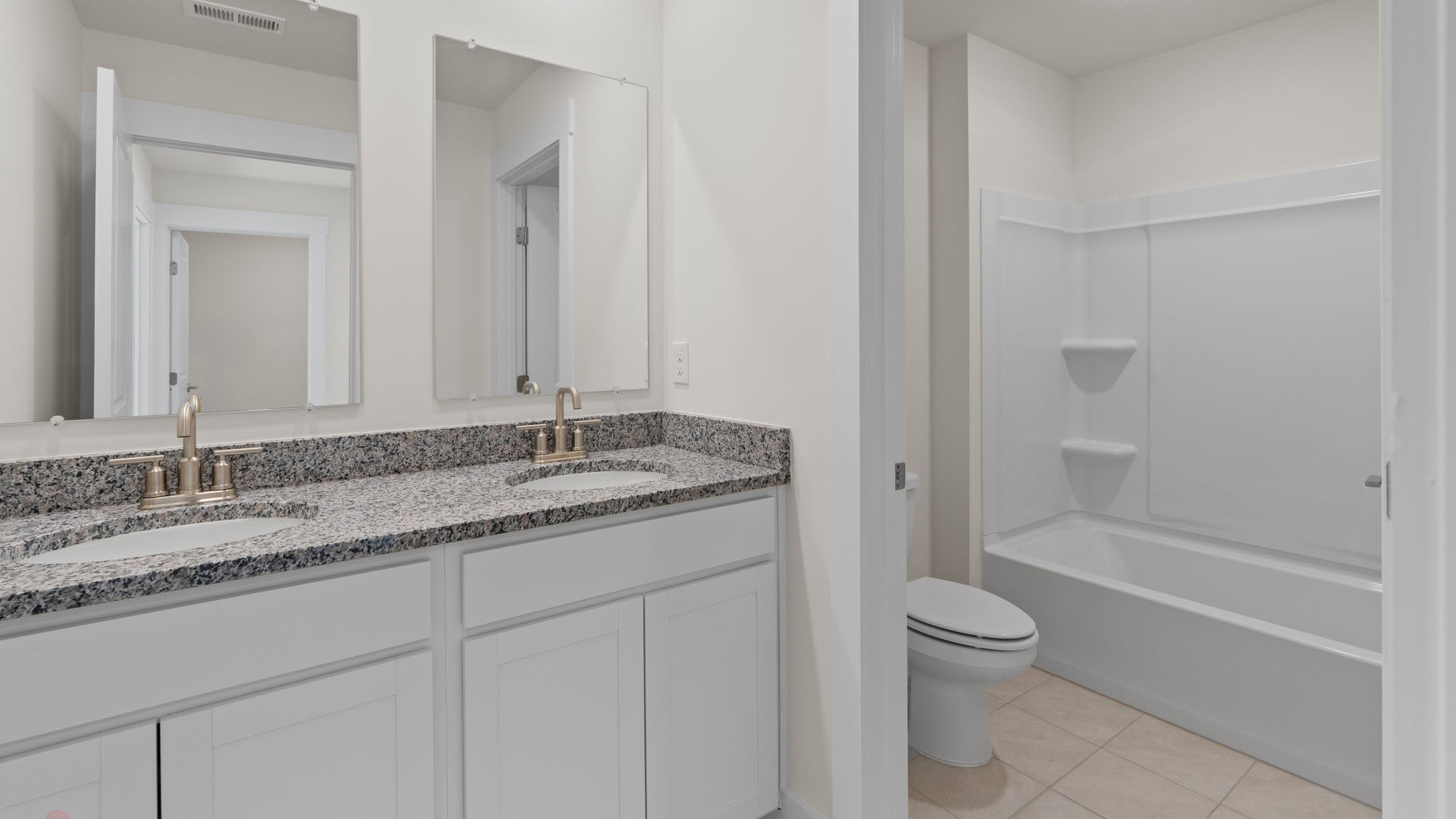 Guest bathroom with double bowl vanity