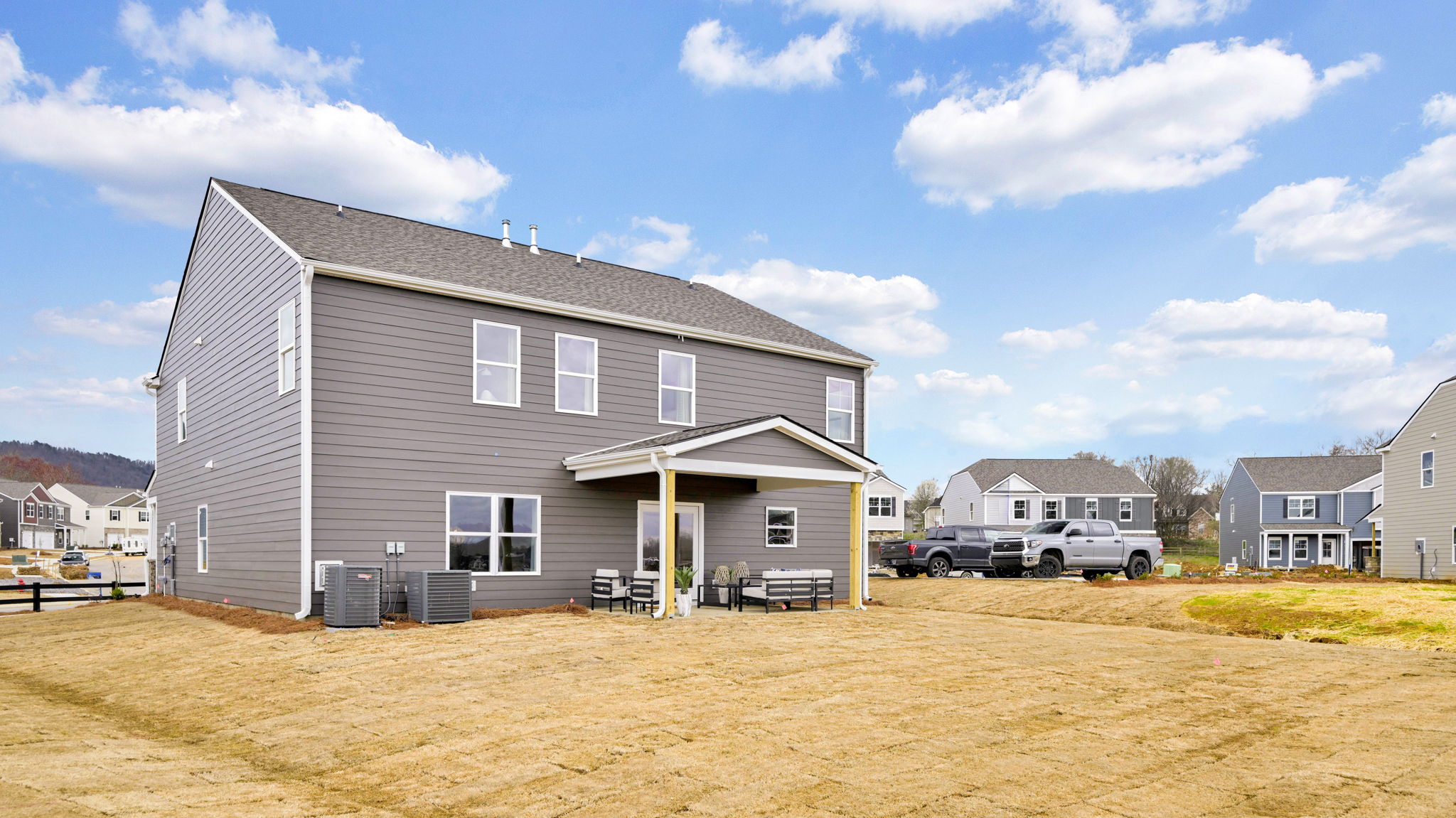 exterior of two story home and back porch alternate angle