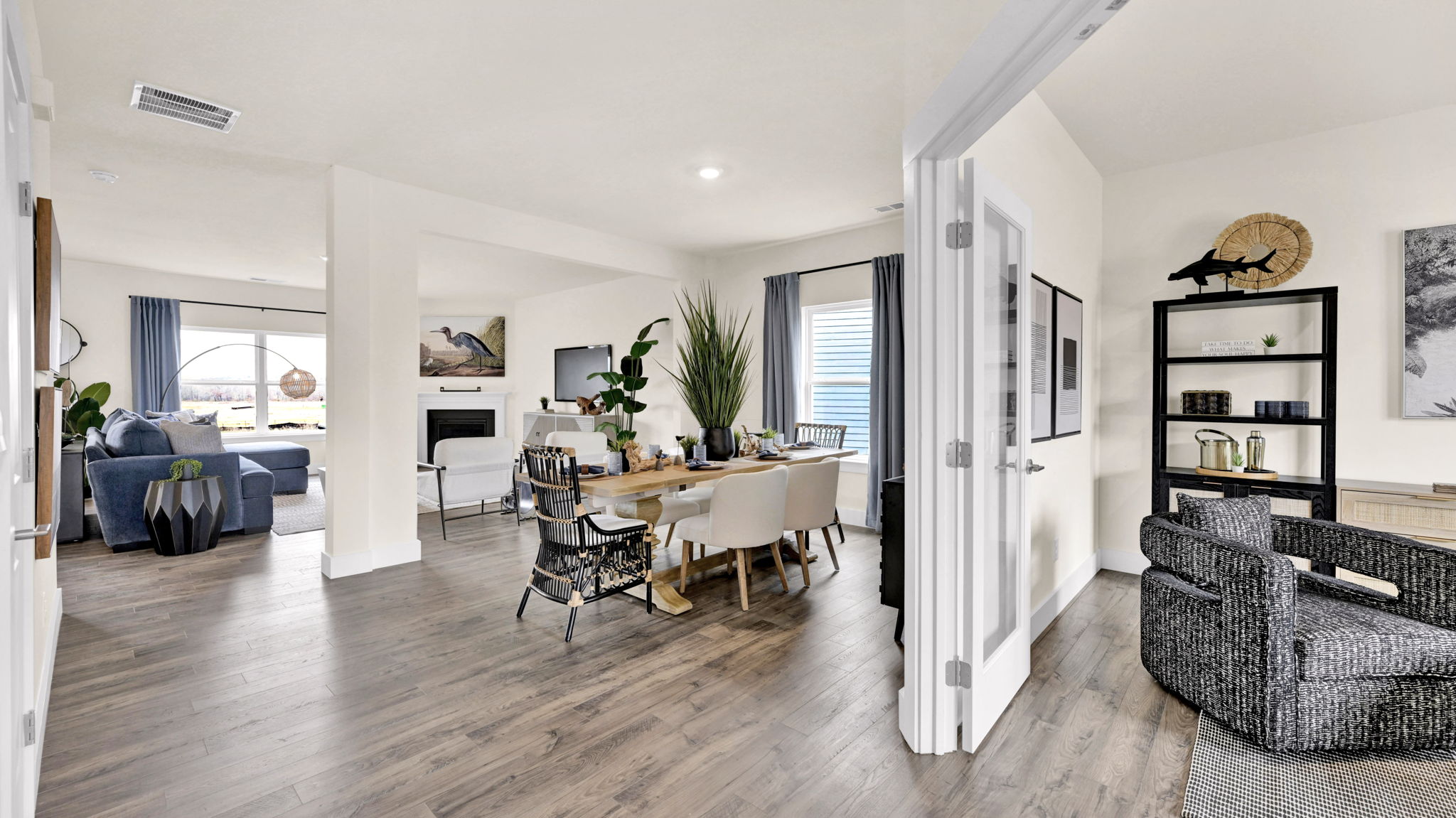 living area open to kitchen