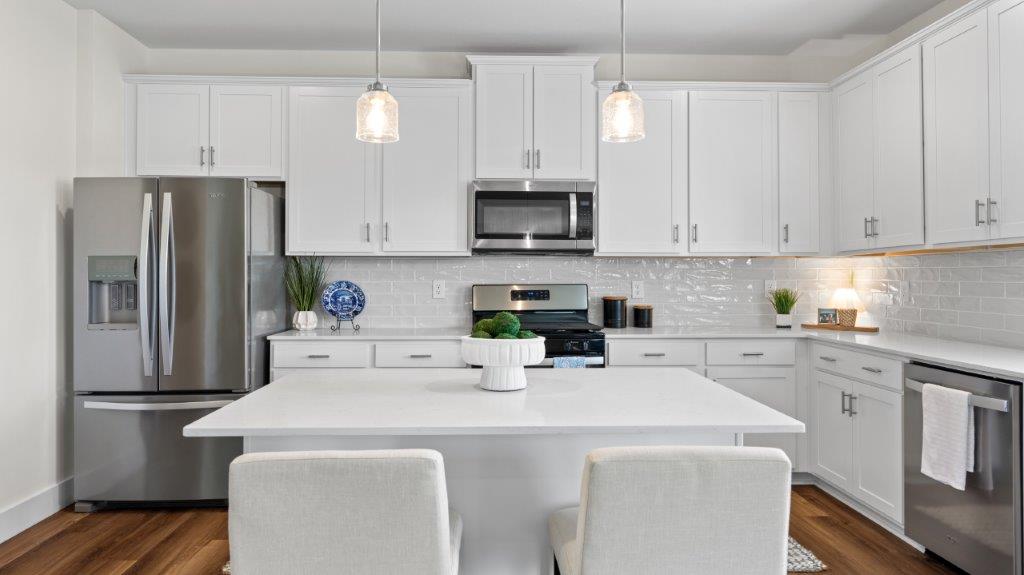 kitchen with large island and stainless steel appliances