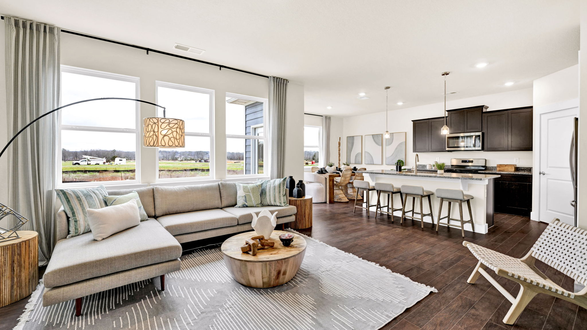 living room with double window