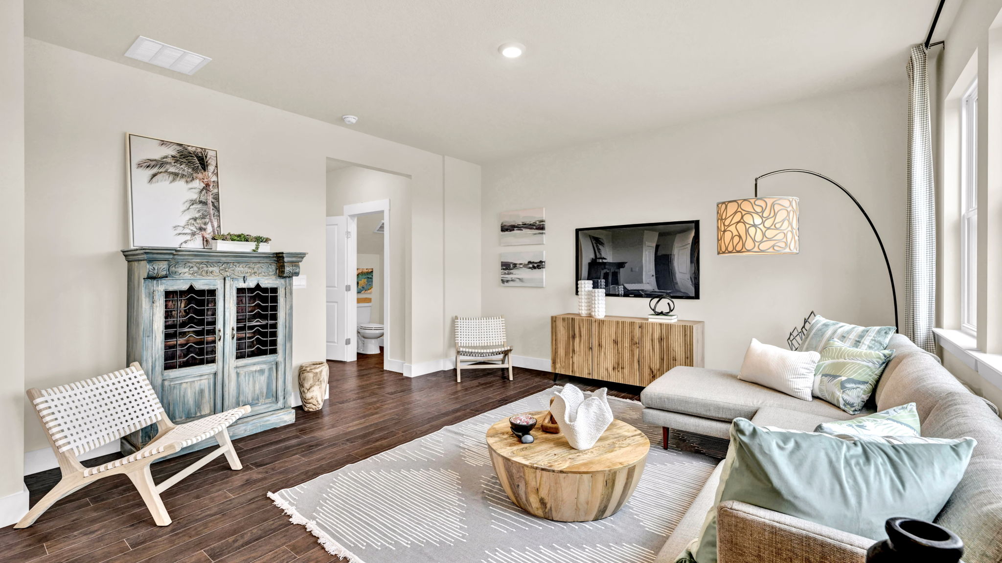 living room with double window