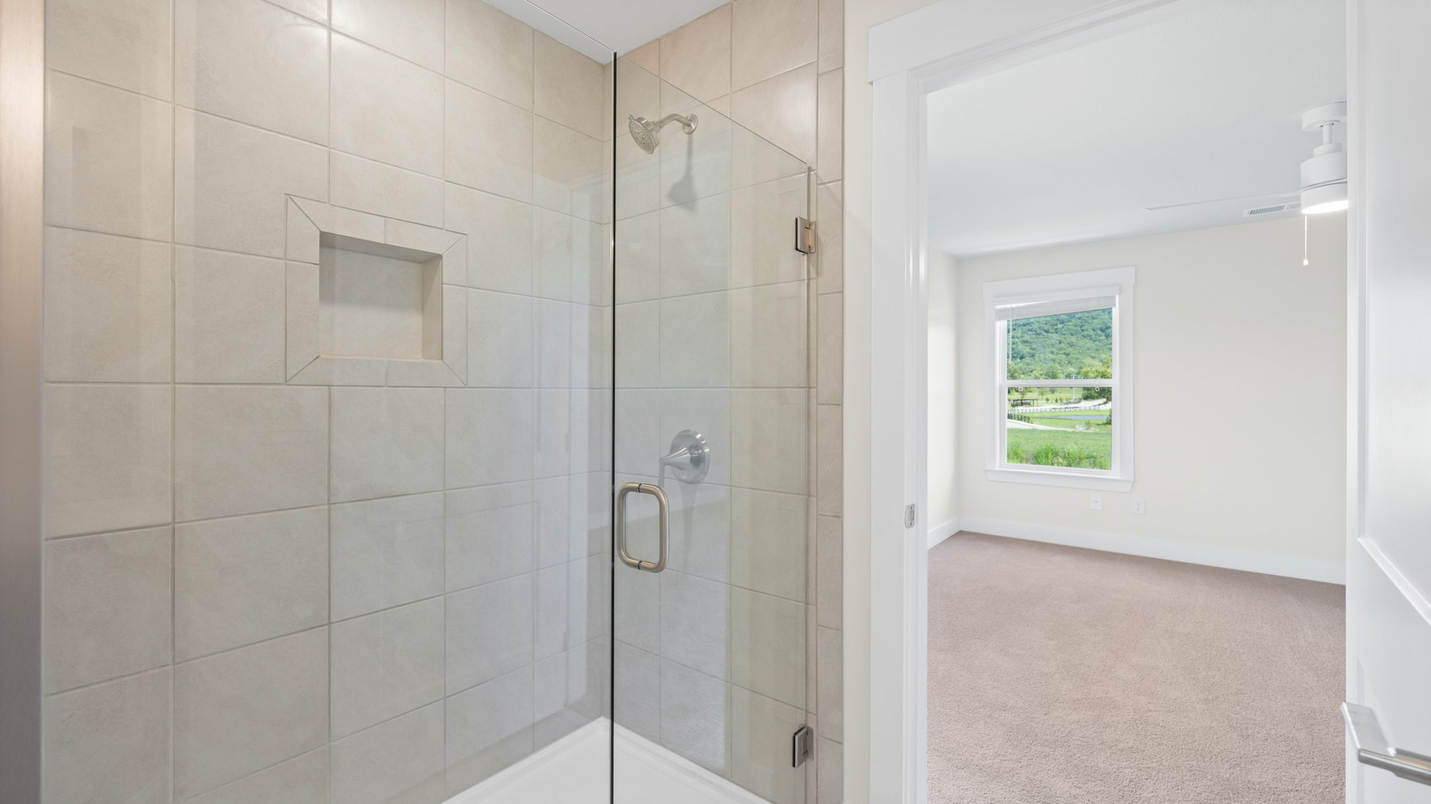 primary bathroom with glass shower