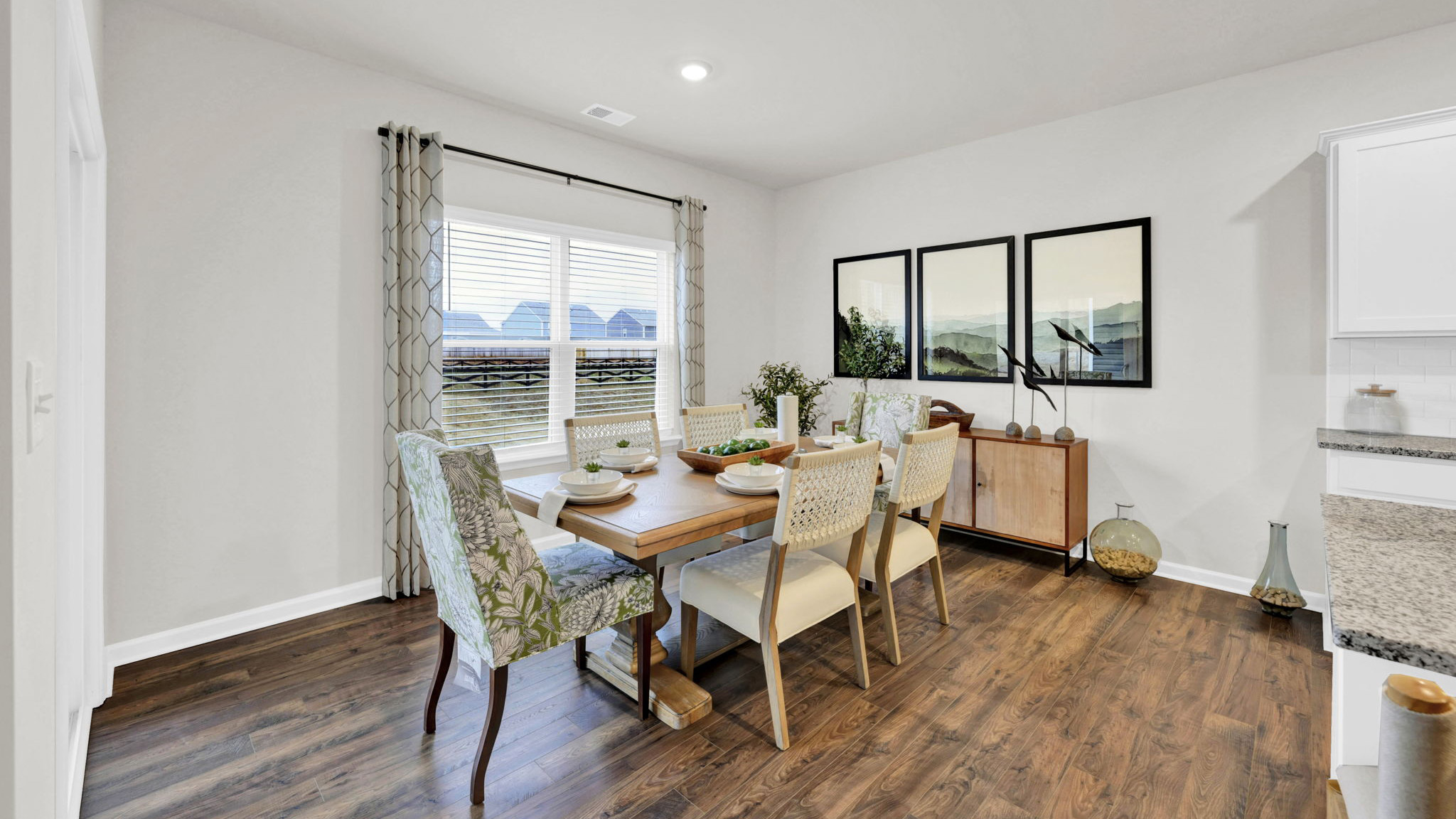 dining room with double windows