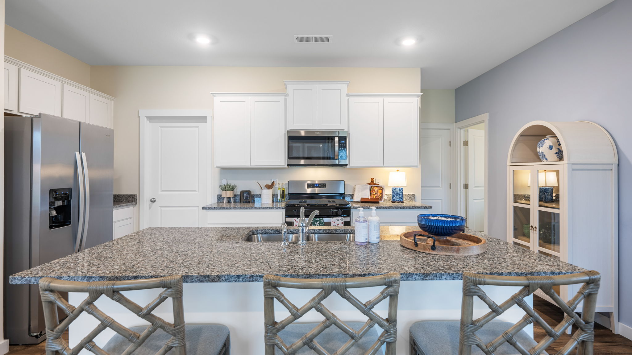 kitchen with large island and stainless steel appliances