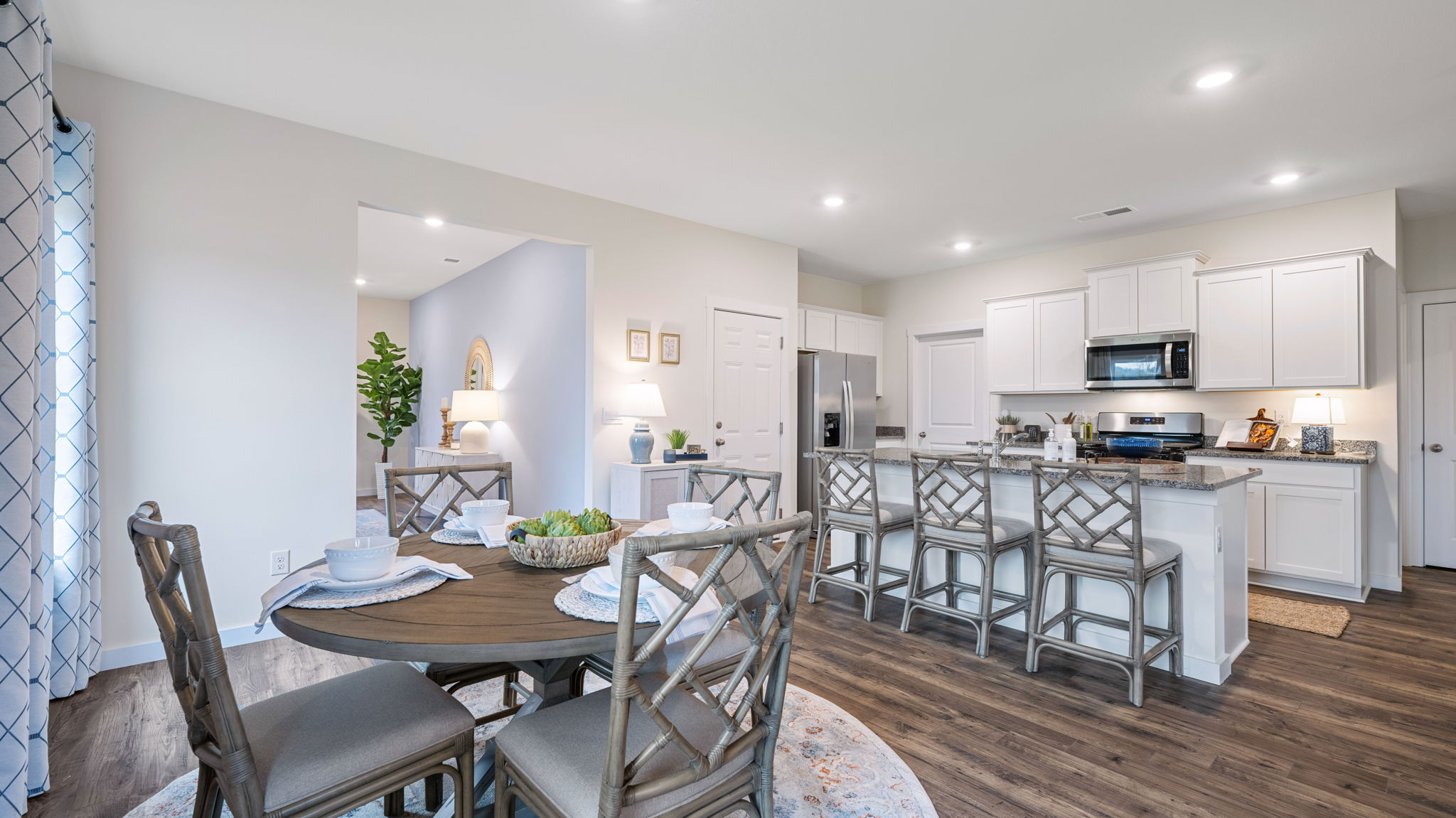 open concept kitchen and dining