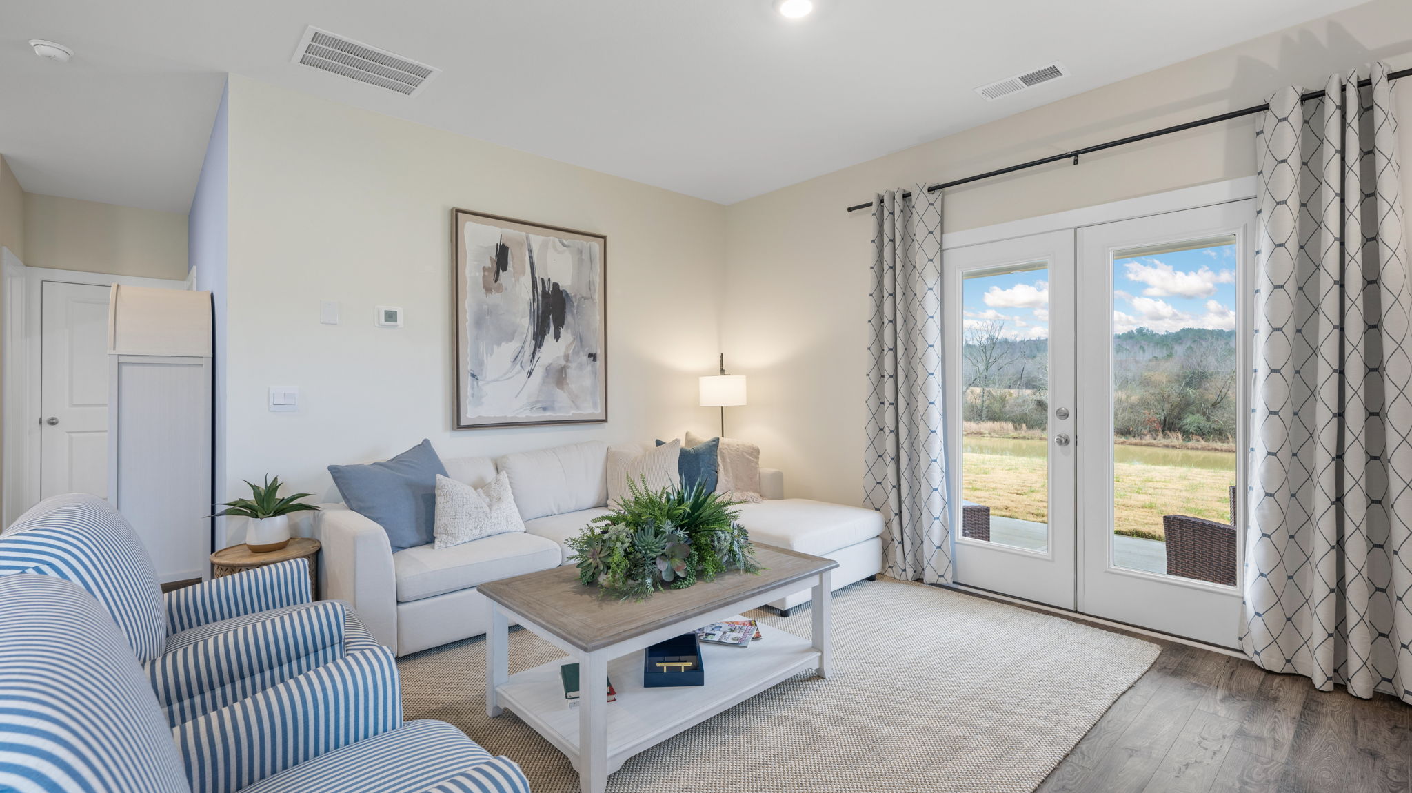living room with back patio doors