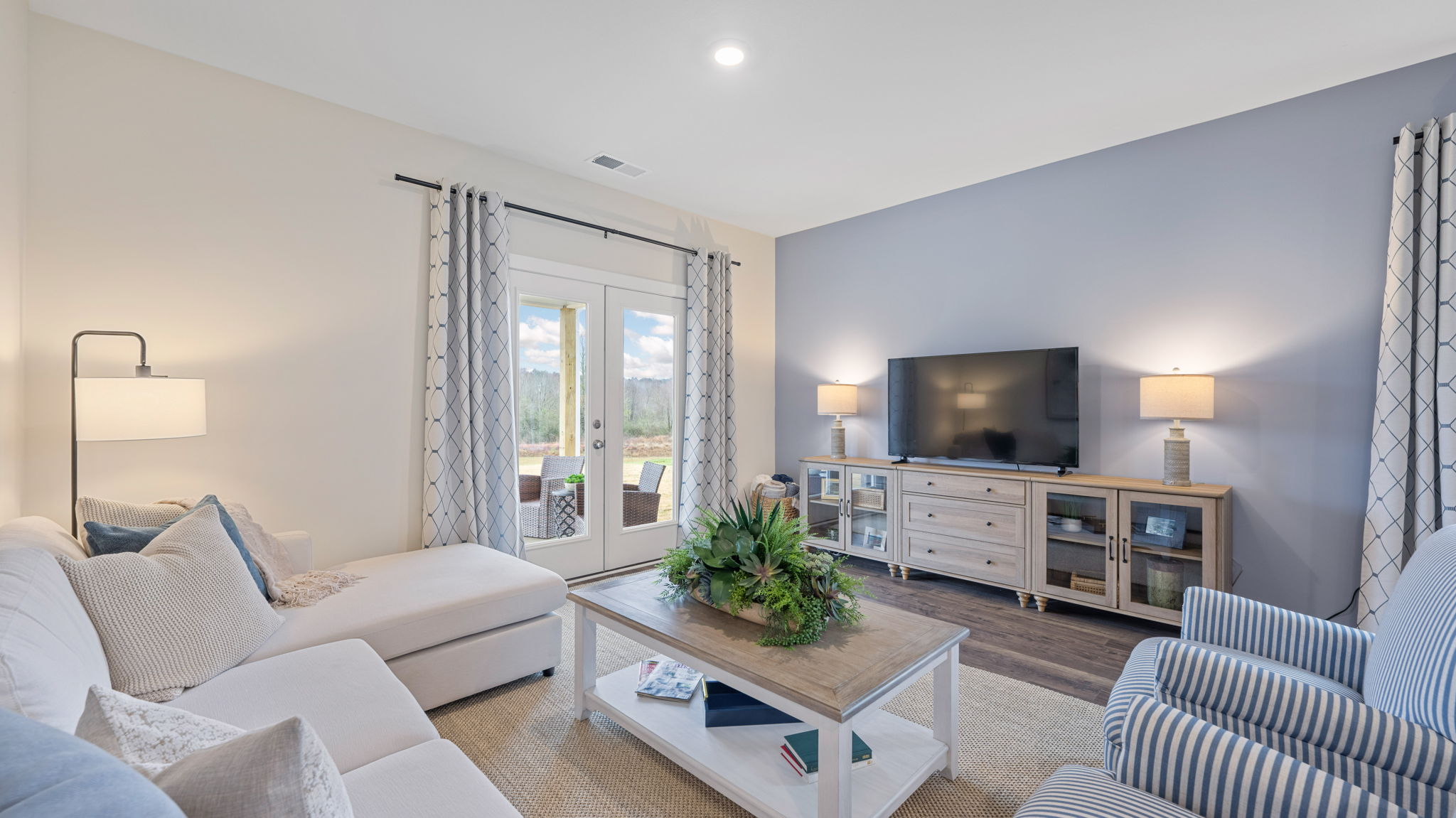 living room with back patio doors