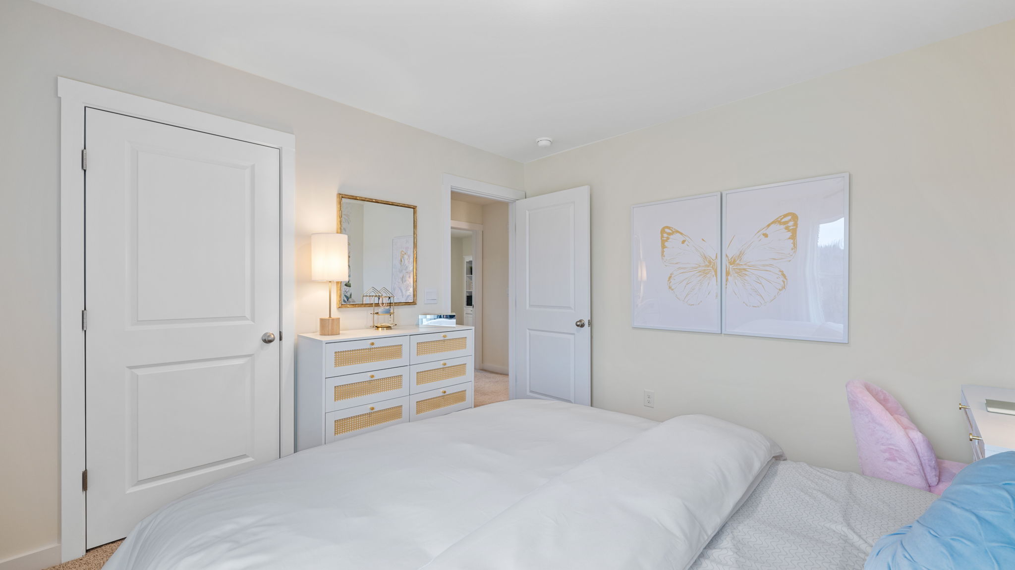 bedroom with single window and walk-in closet