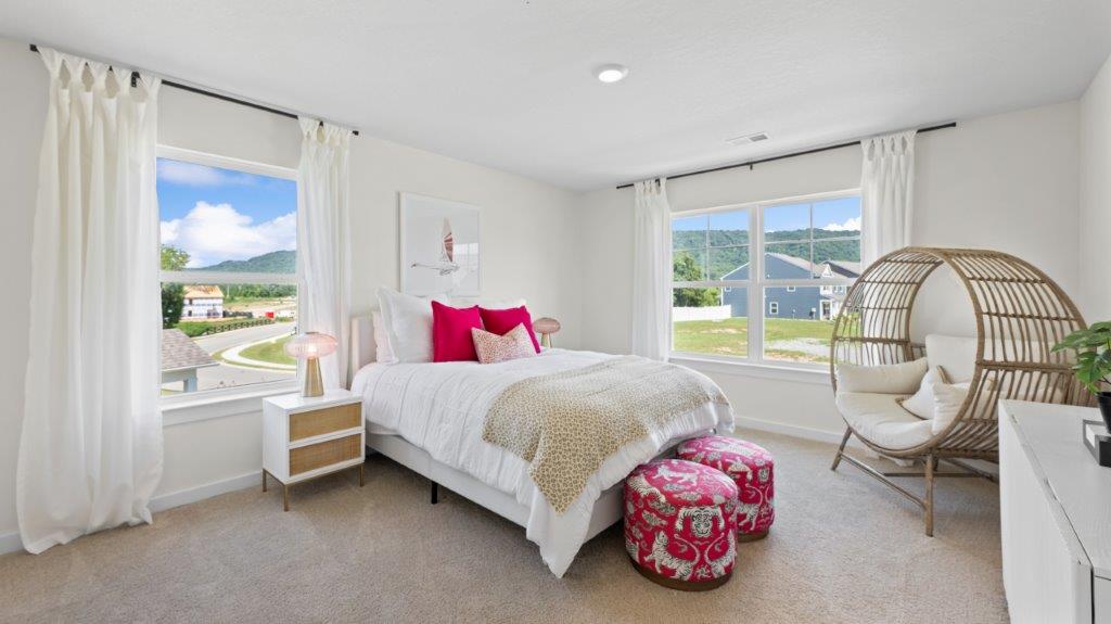 bedroom with windows and walk in clsoet