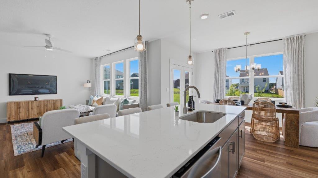 kitchen with large island and stainless steel appliances