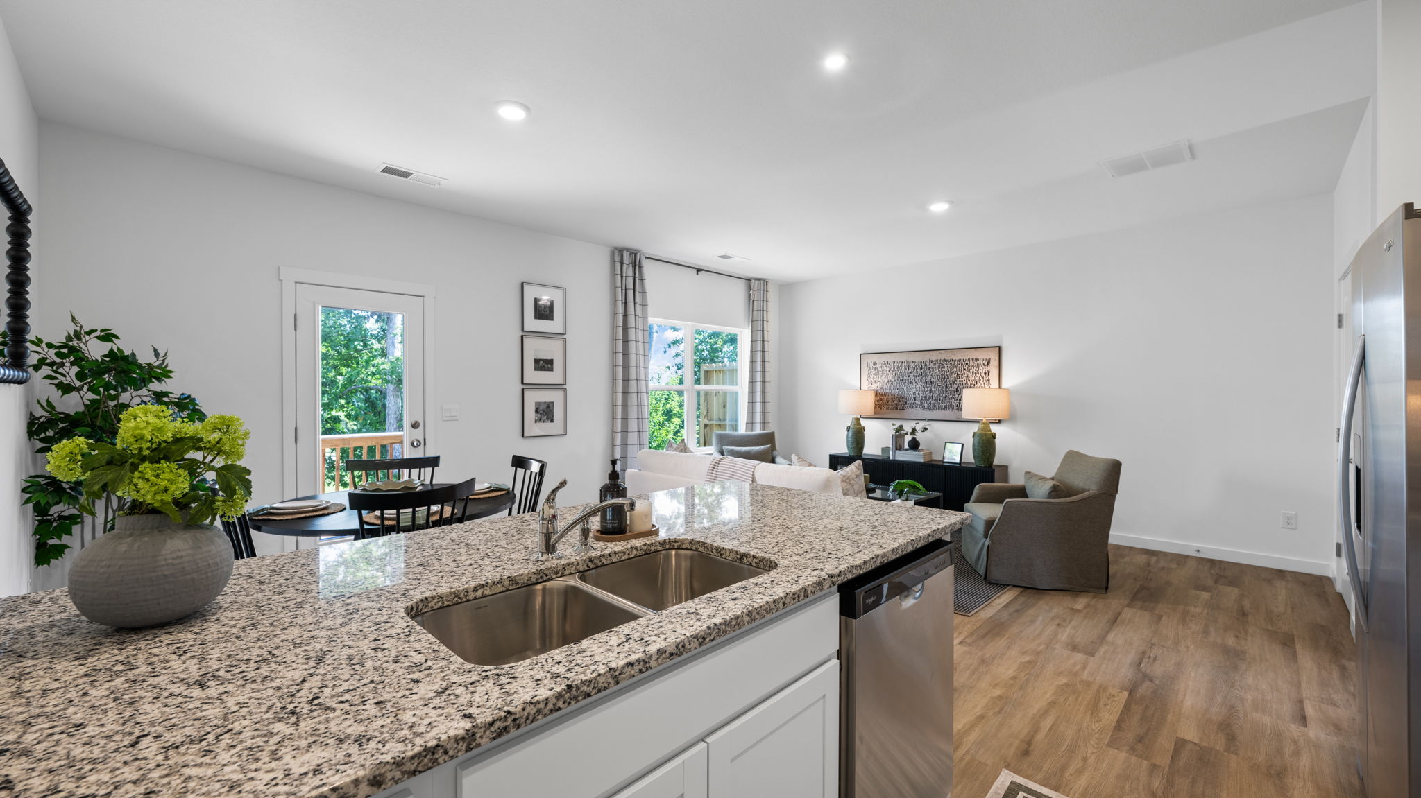 Kitchen with stainless steel appliances and granite counter top