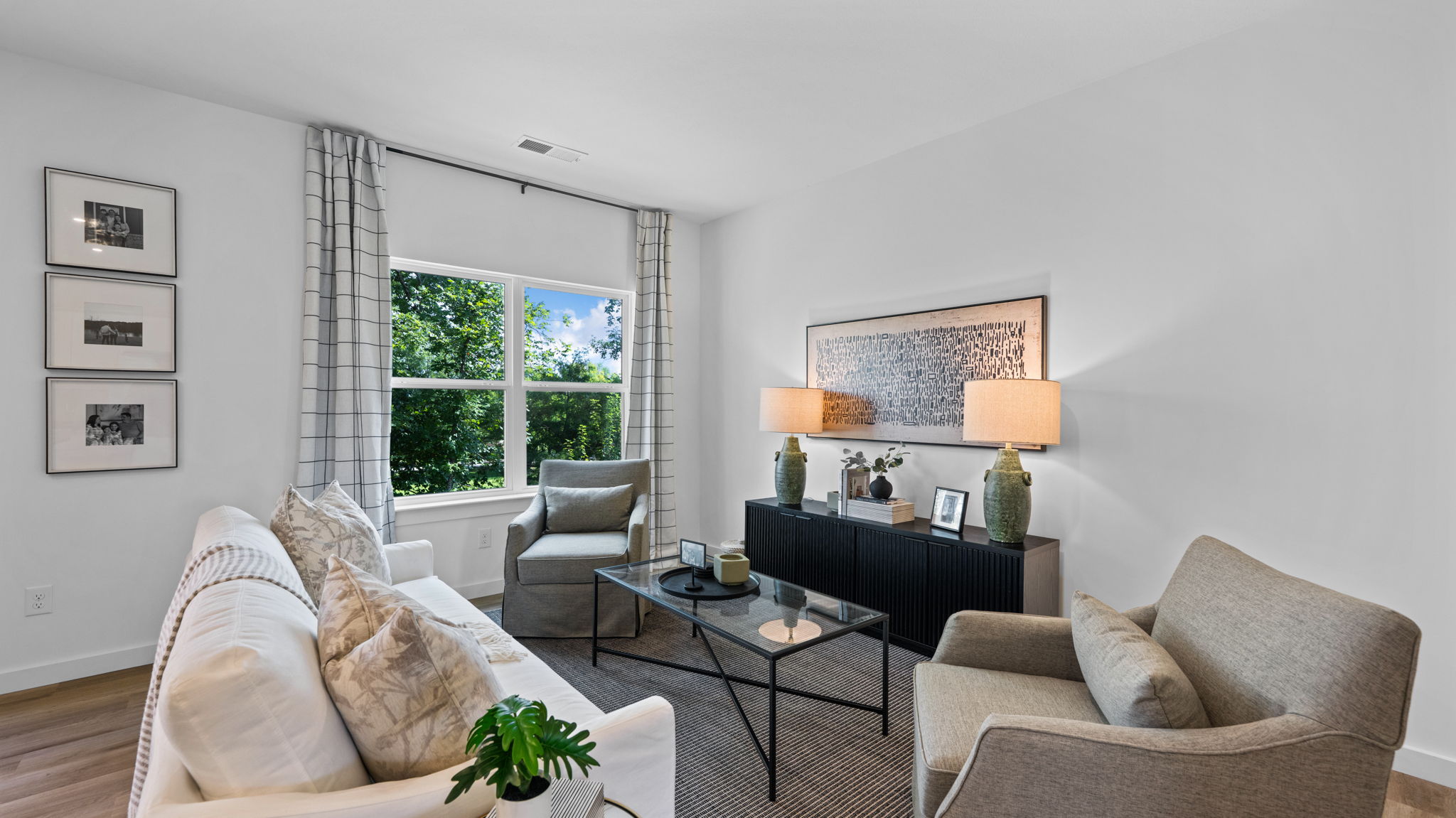 Living room with double window