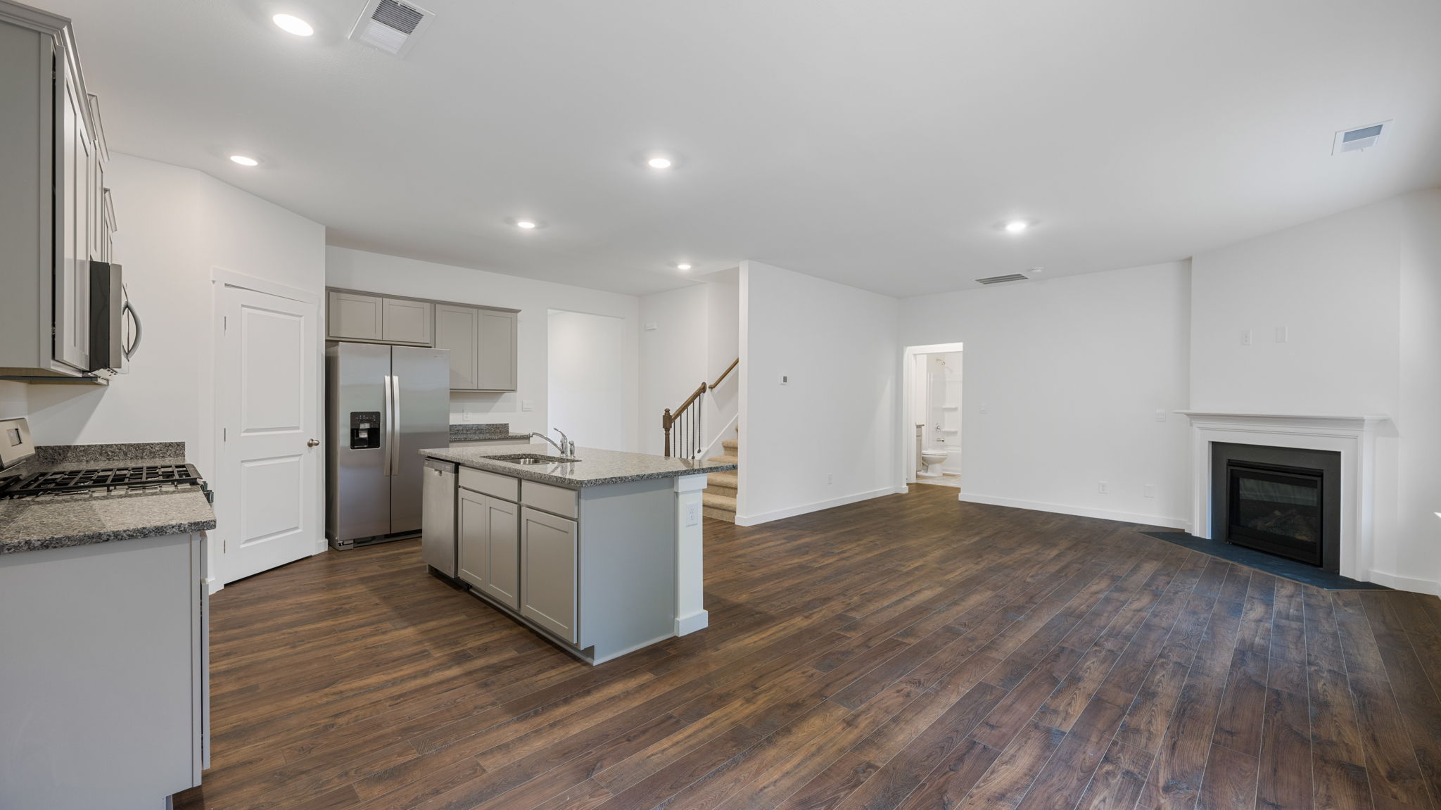 kitchen with large island and stainless steel appliances