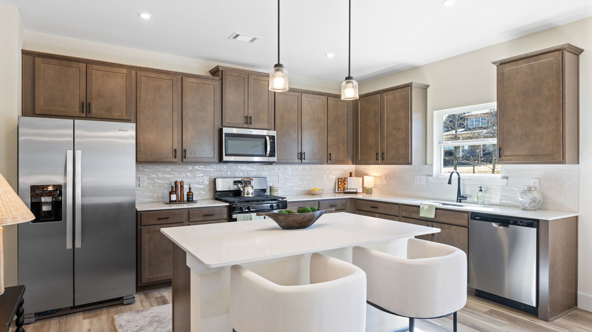 Open concept kitchen with island
