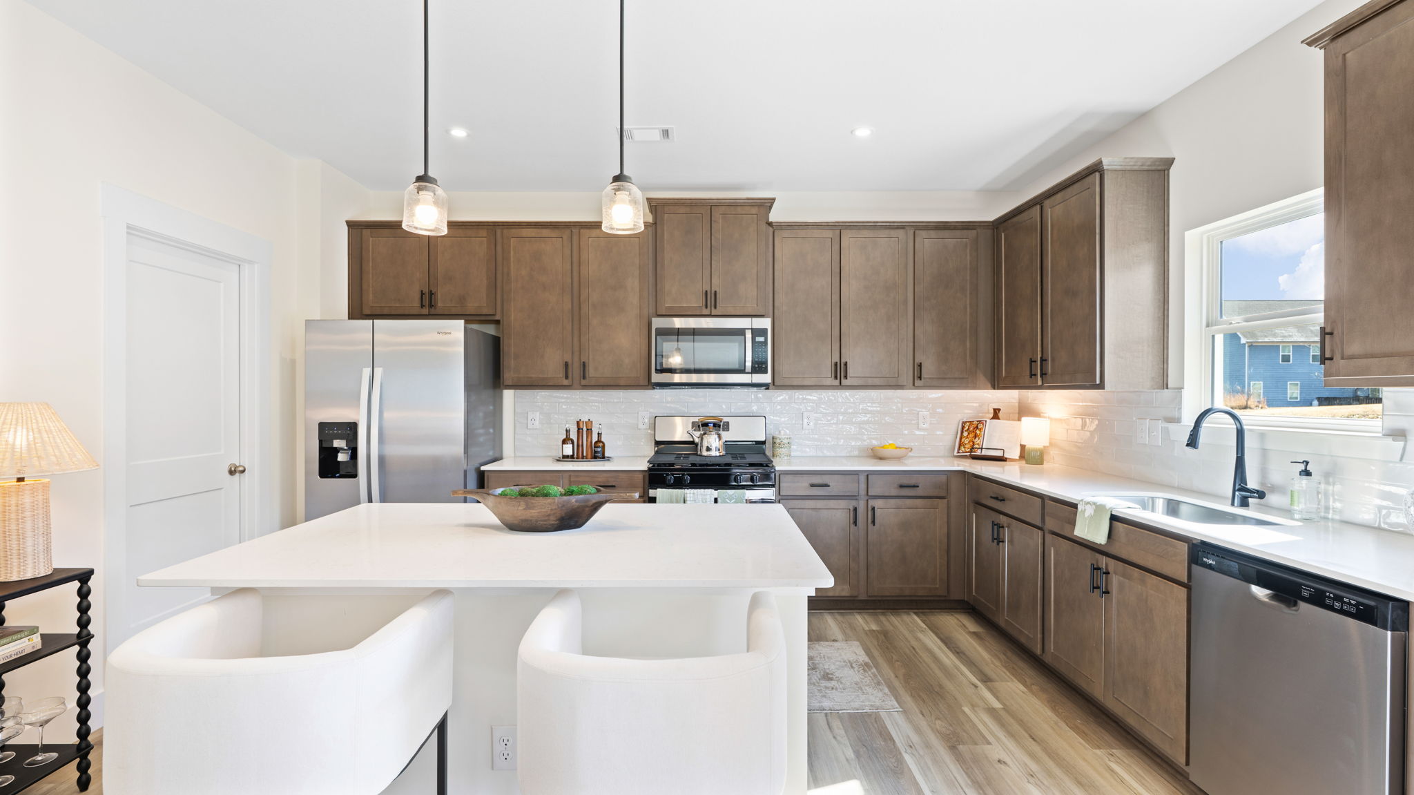 Open concept kitchen with island