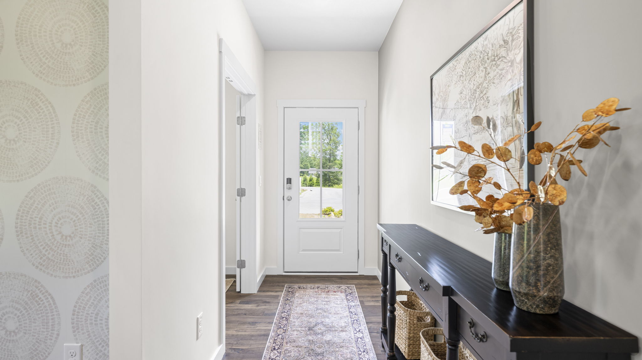 entryway with office on left