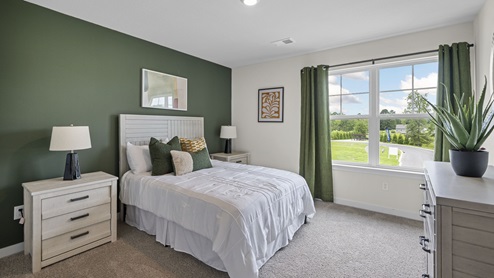 bedroom with double window