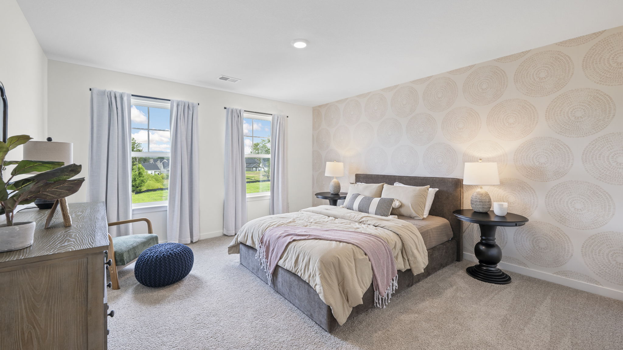 bedroom with two windows