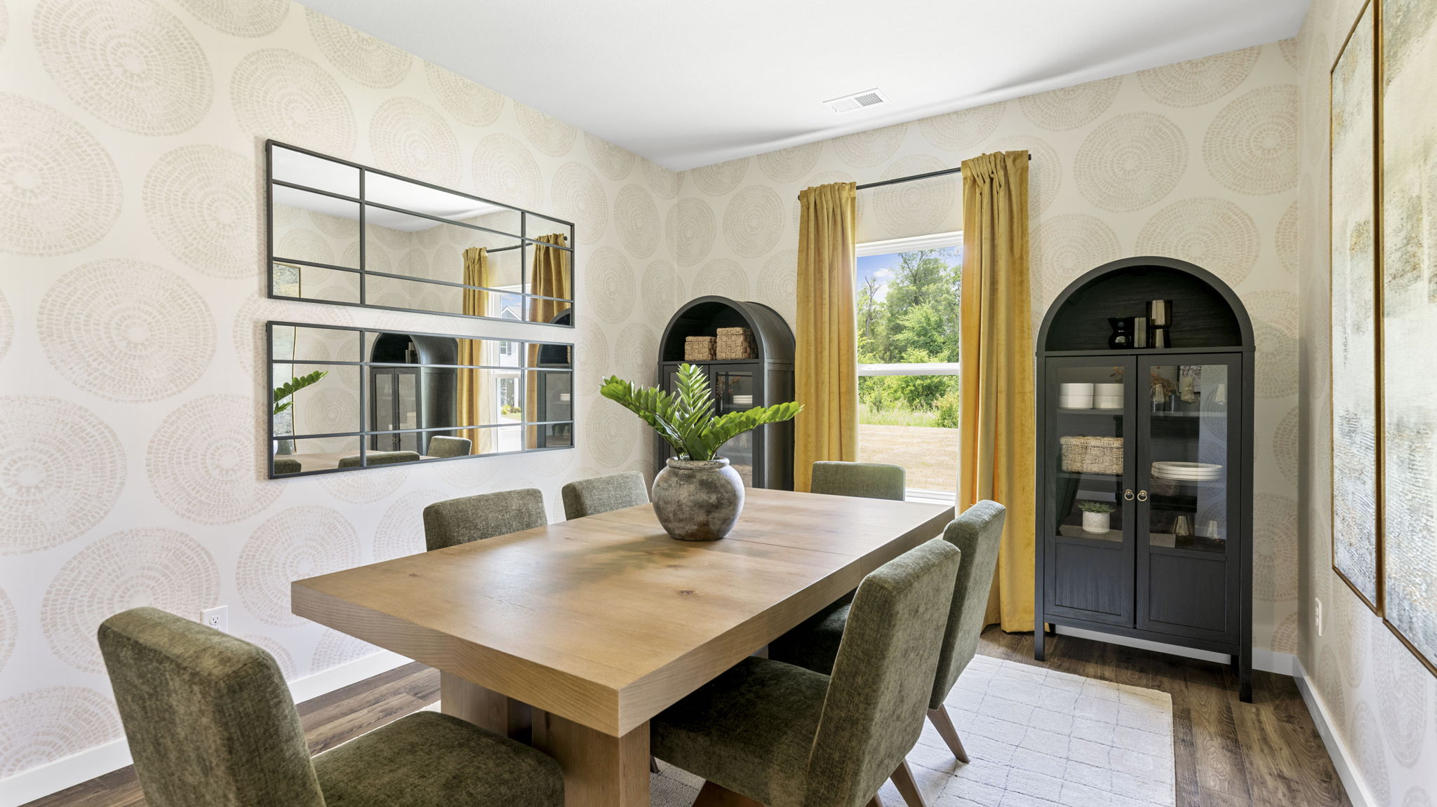 dining space with double window