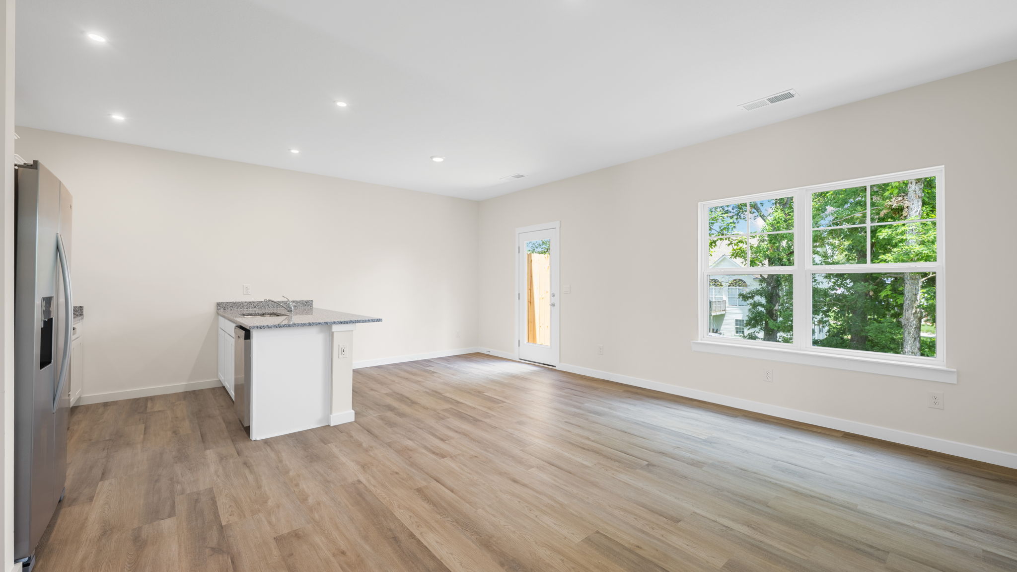 entertainment space with double window