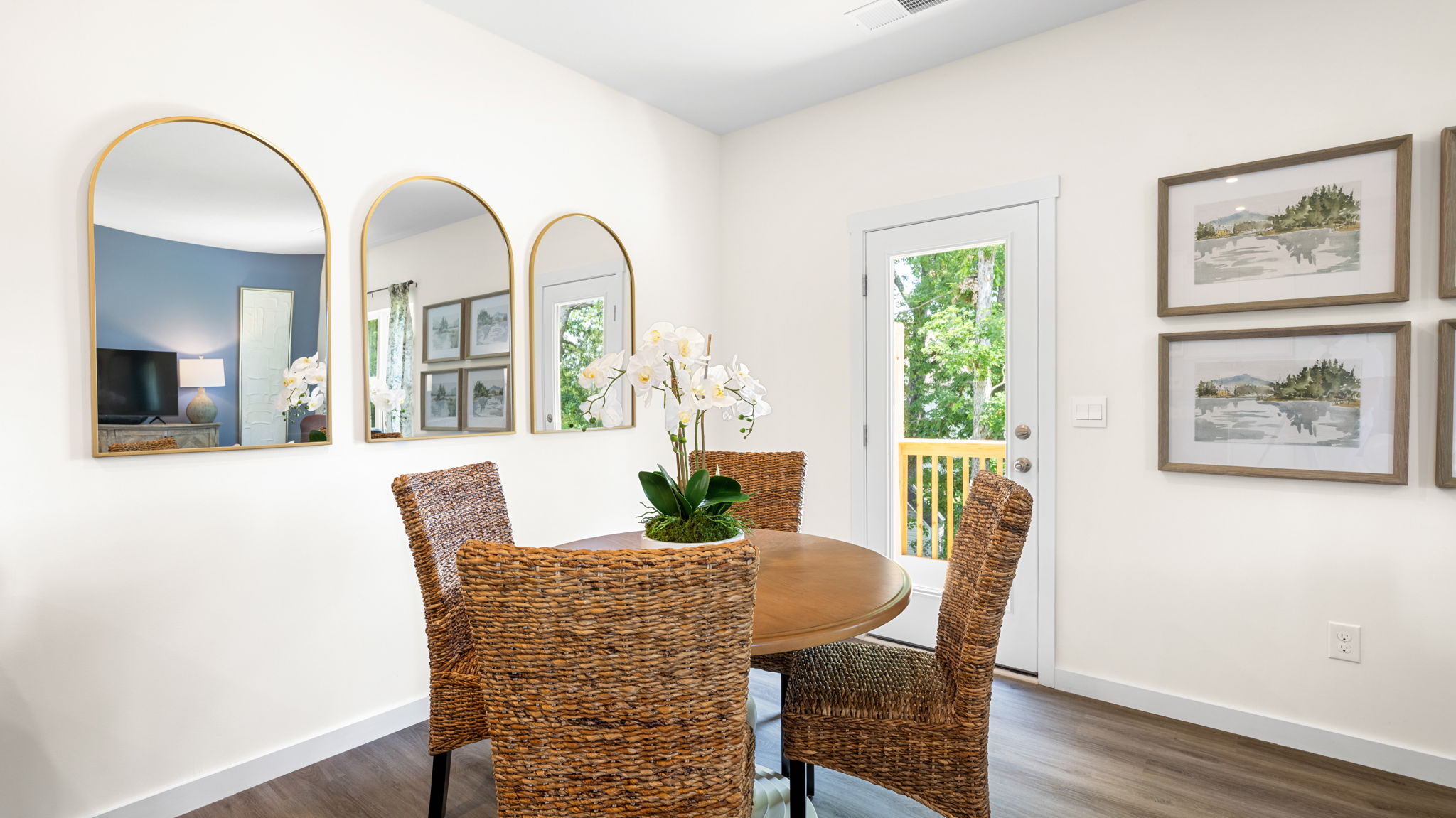 dining area with back patio door