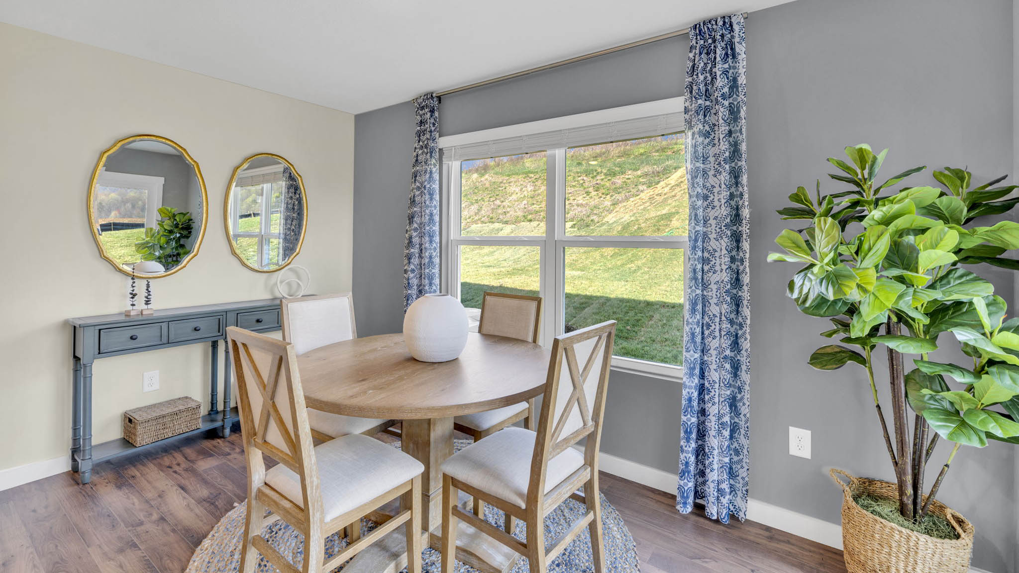 dining room with double window