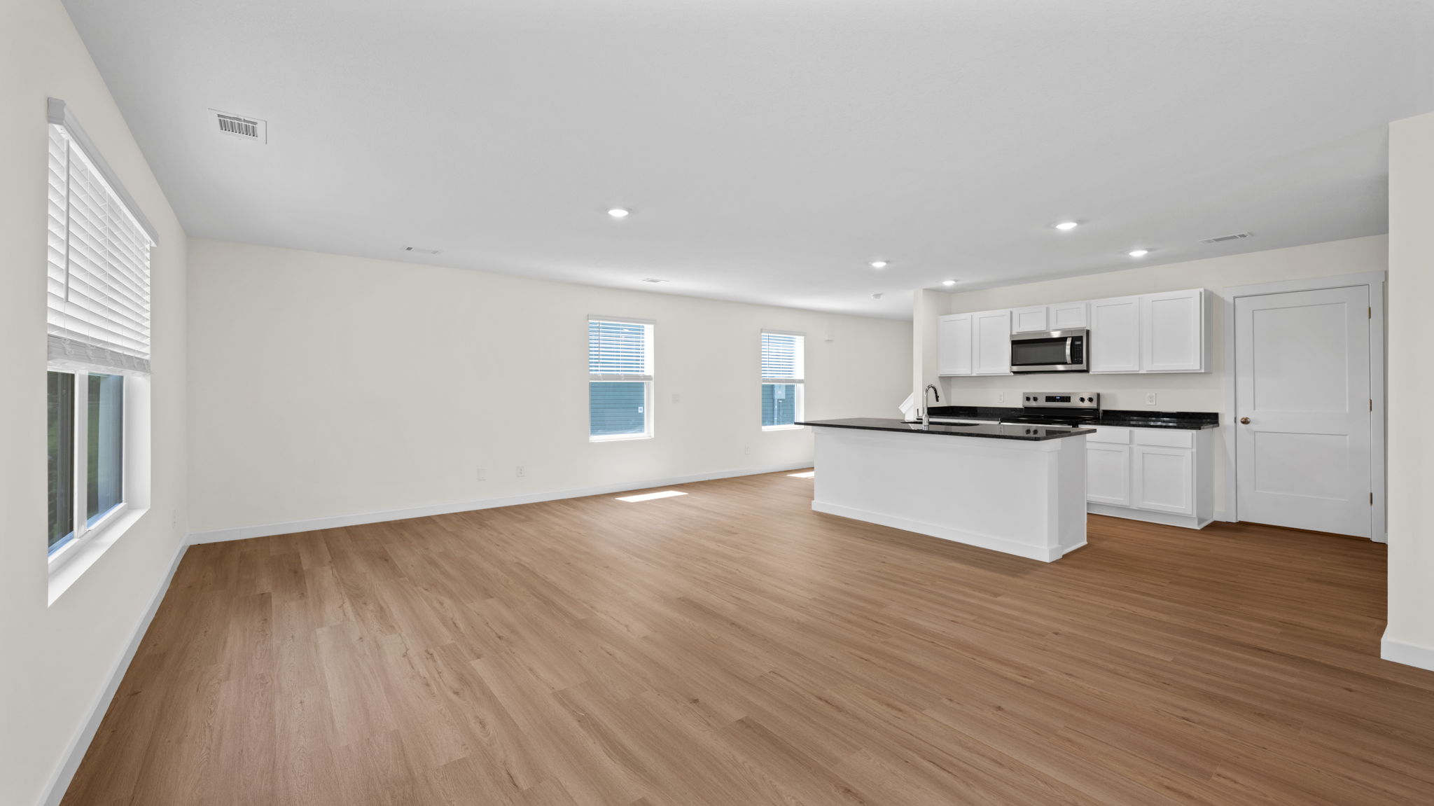 open concept kitchen and living room