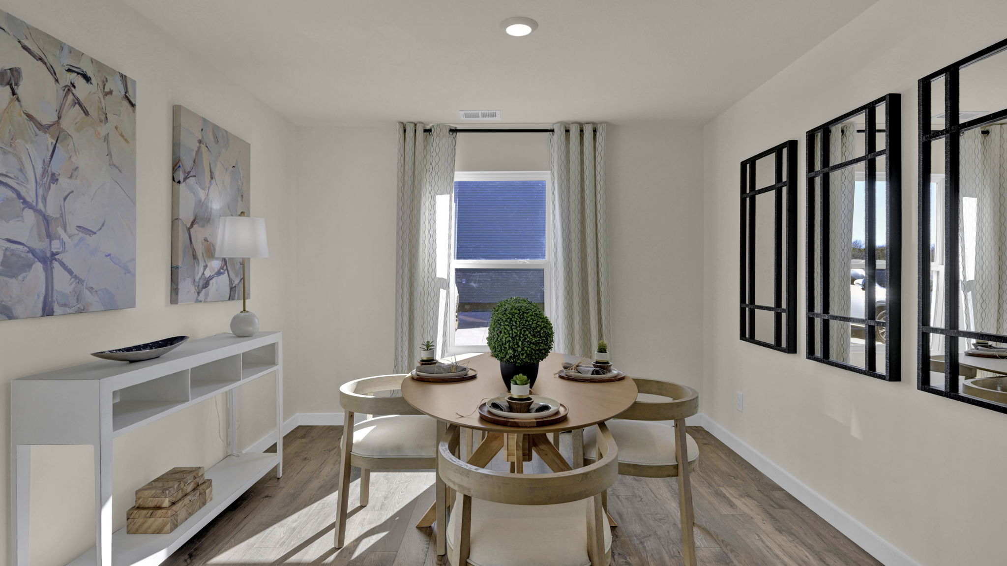 formal dining area with single window