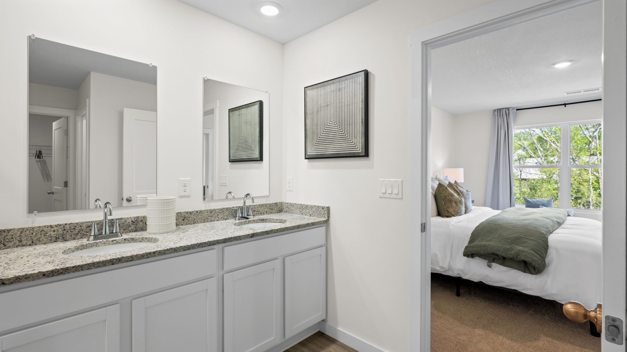 primary bathroom with double bowl vanity