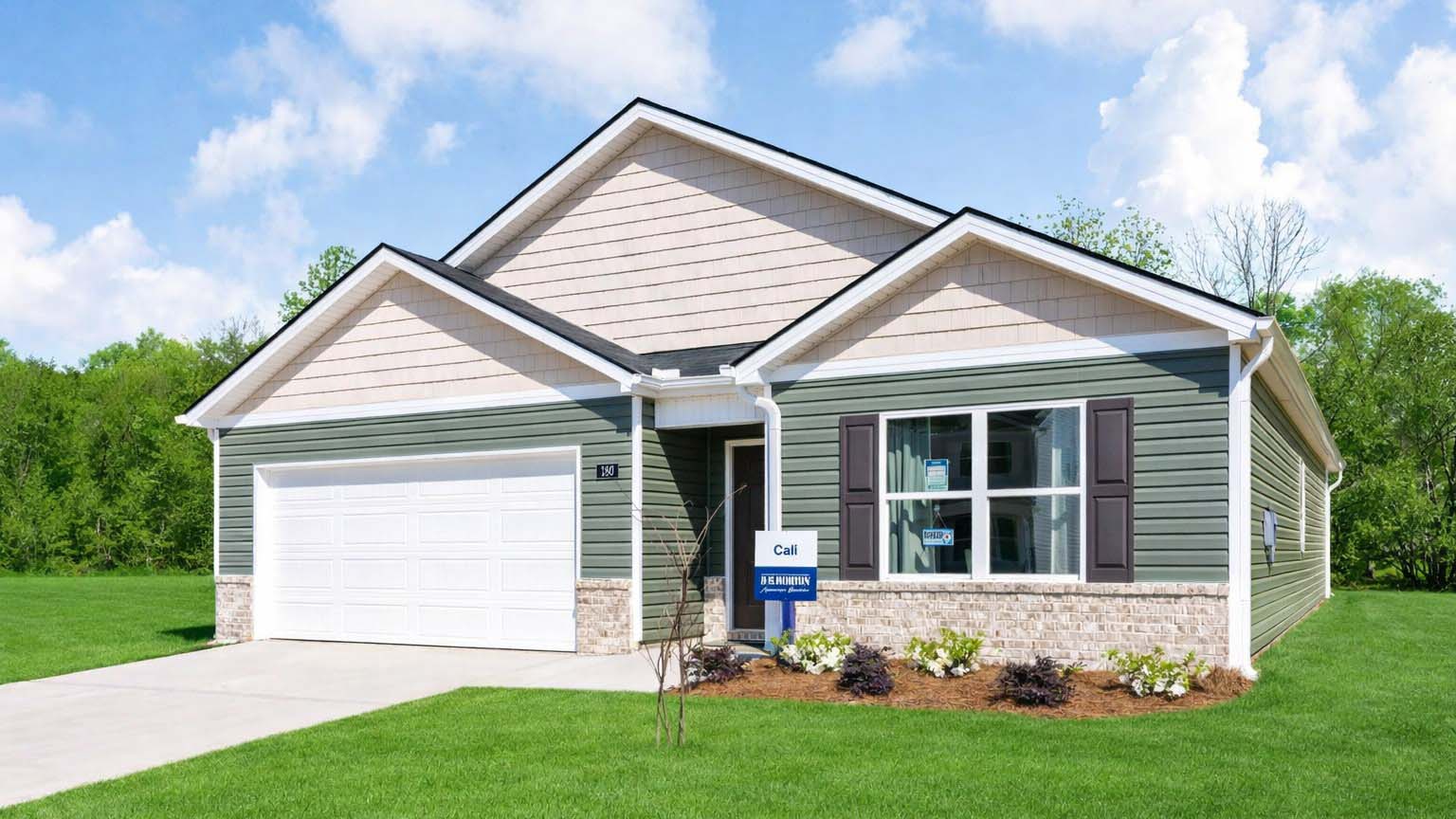 exterior of one-story model home