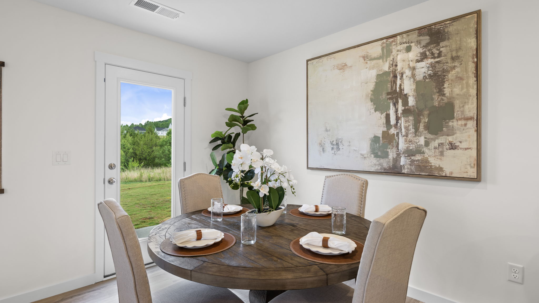 dining area with back patio door