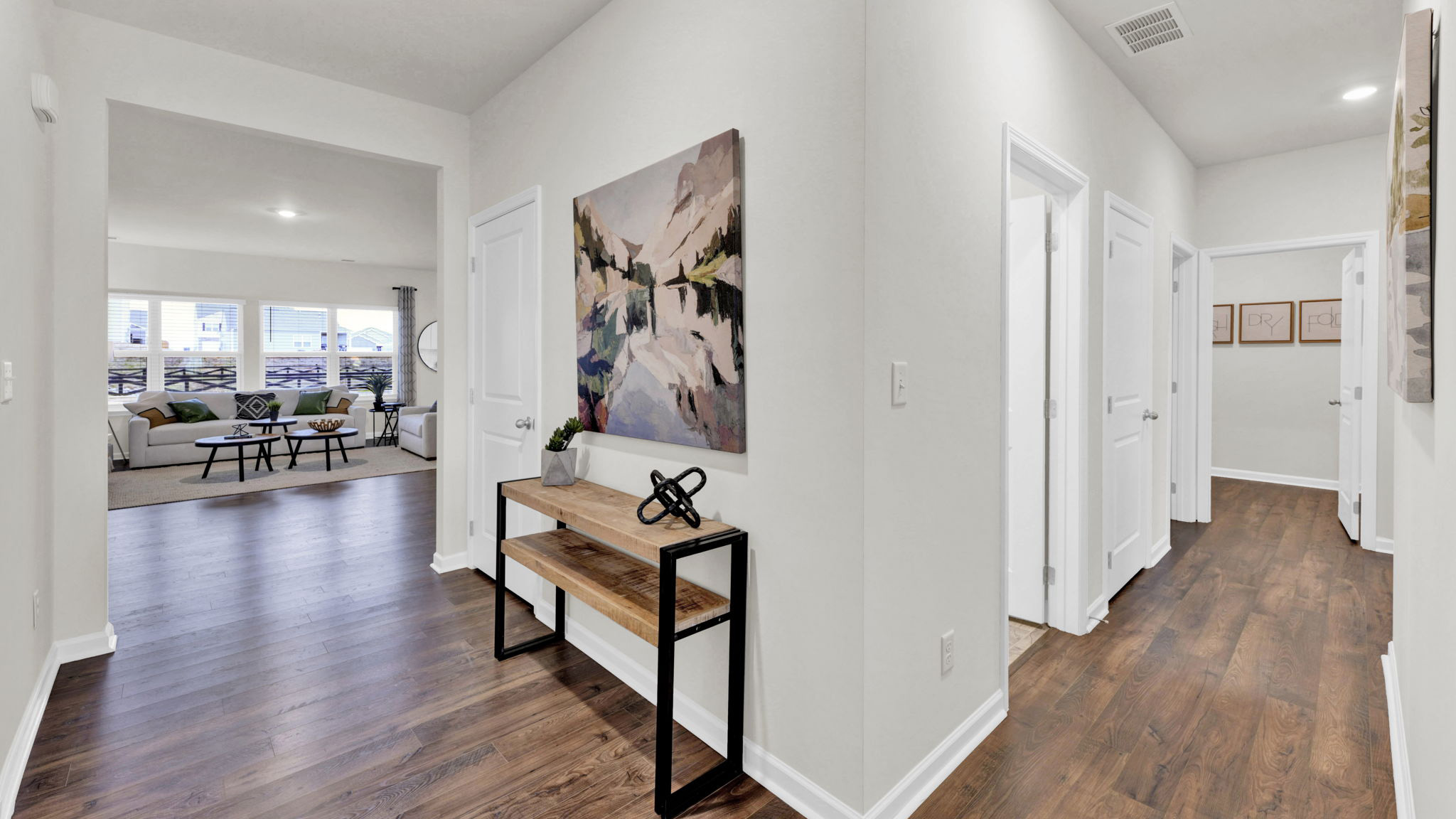 hallway with rooms