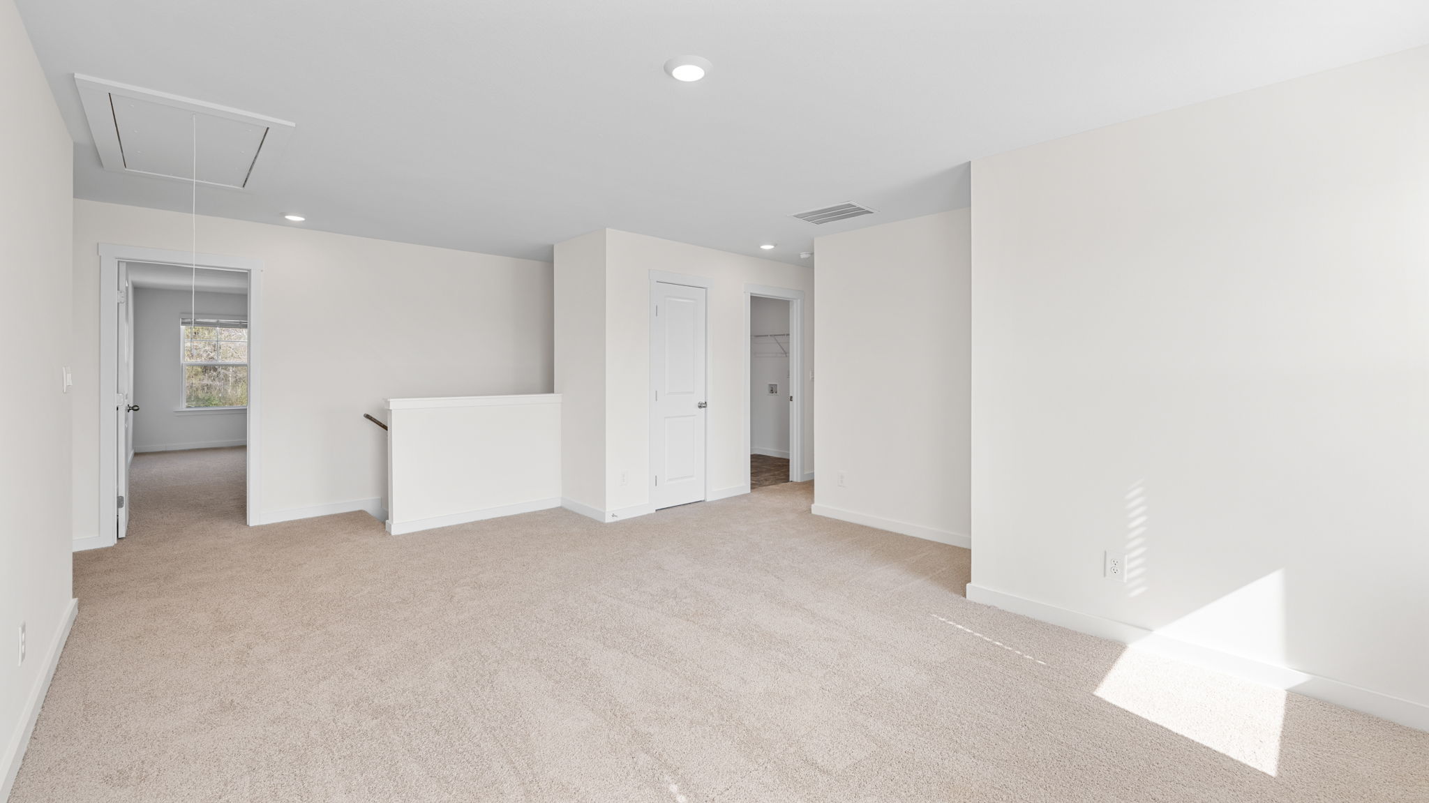 loft area with carpet and natural light