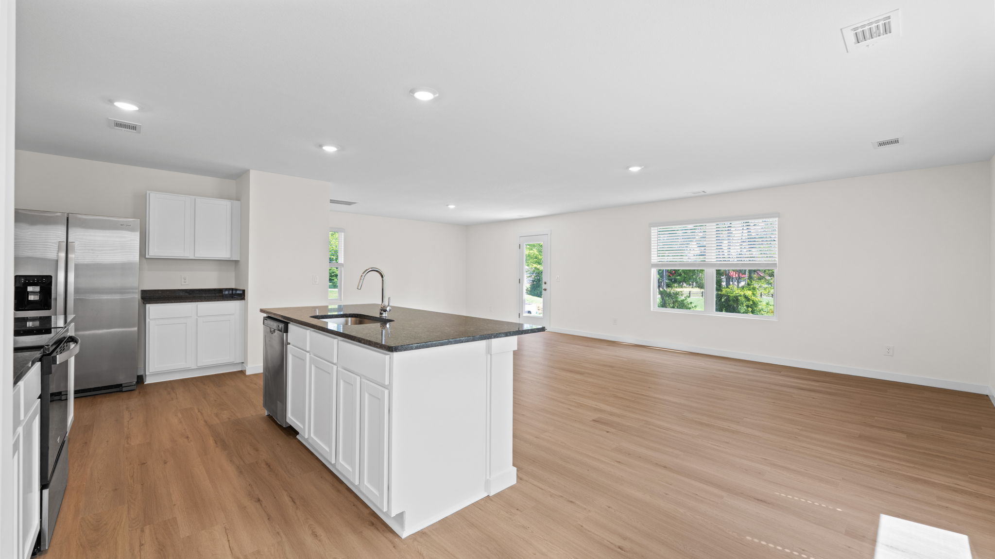 open concept kitchen and living room