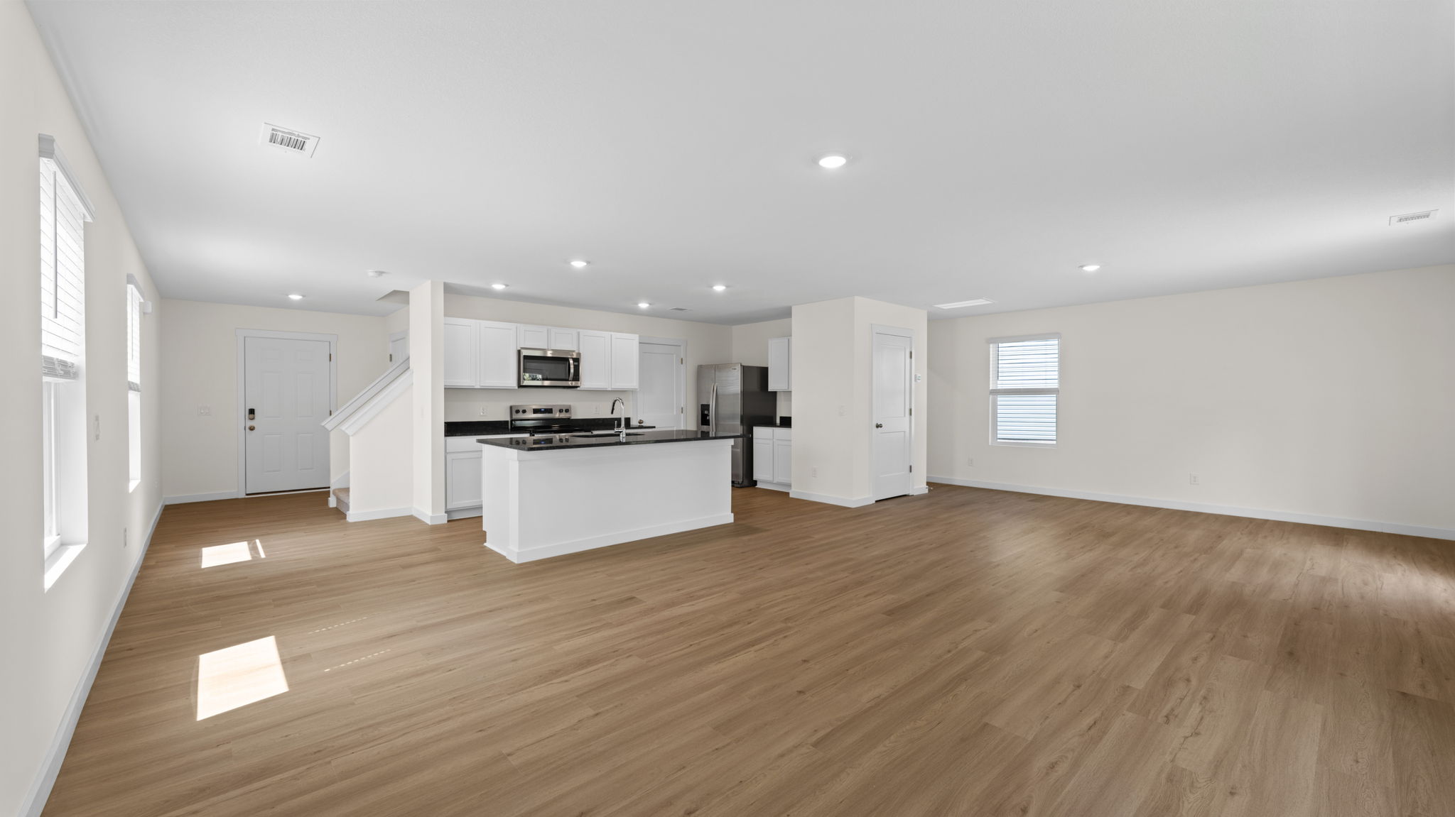 open concept kitchen and living room