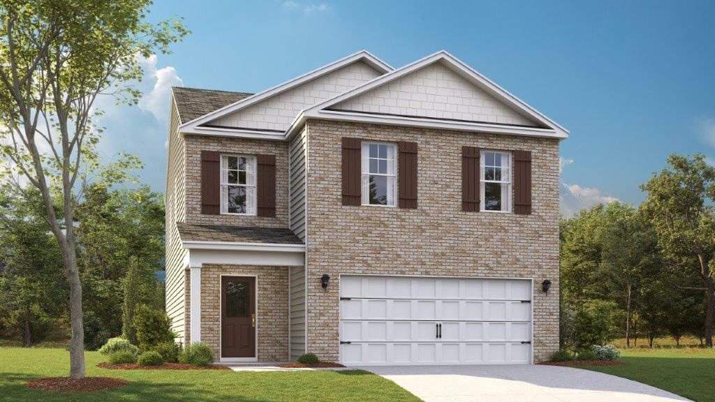 Rendering of two story home with full brick