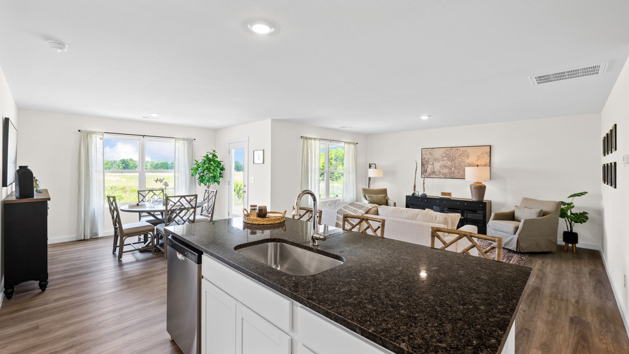 open concept kitchen and living room