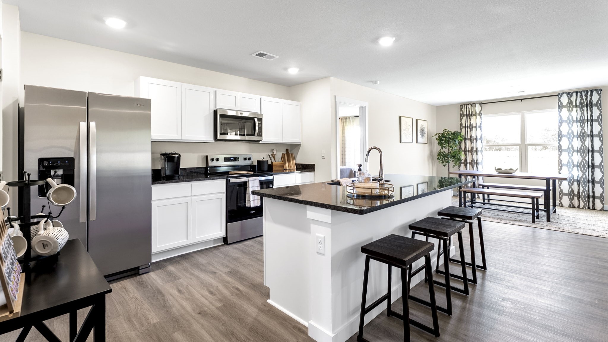 kitchen with large island and stainless steel appliances