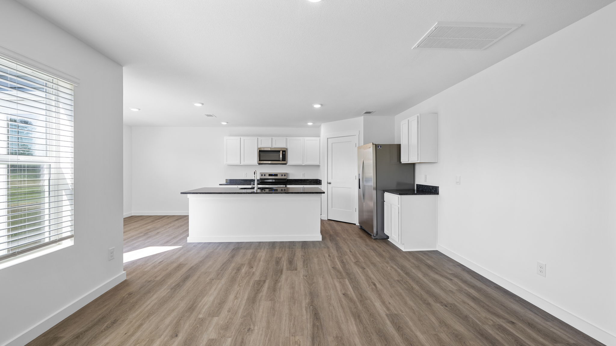 open concept living and dining