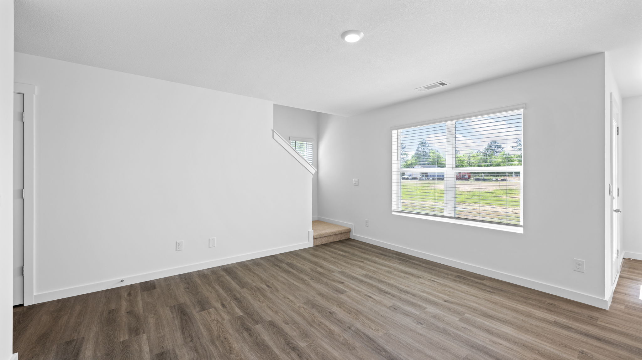 open concept living and dining