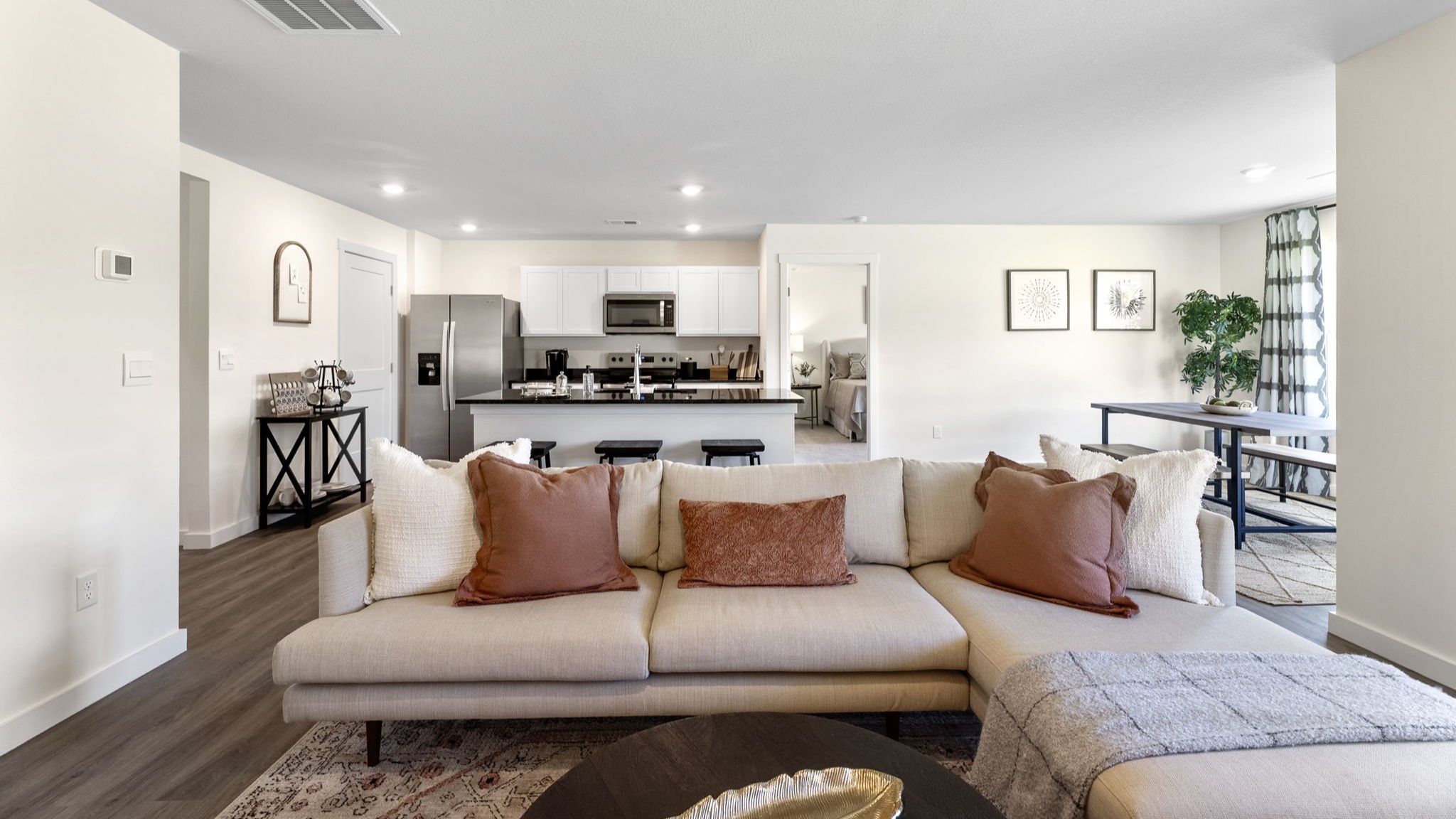 Living room with large double windows
