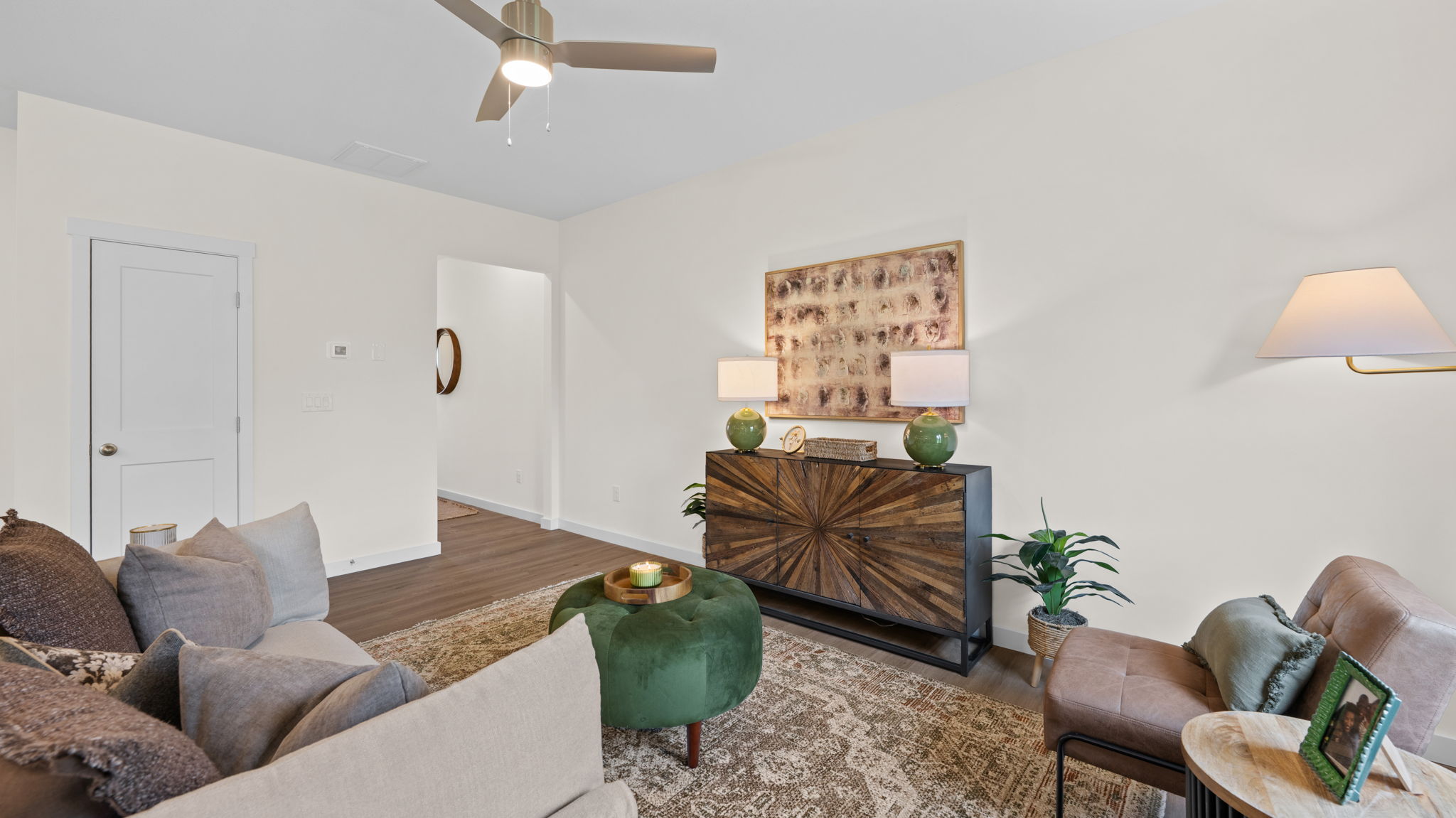 open concept living room with furniture